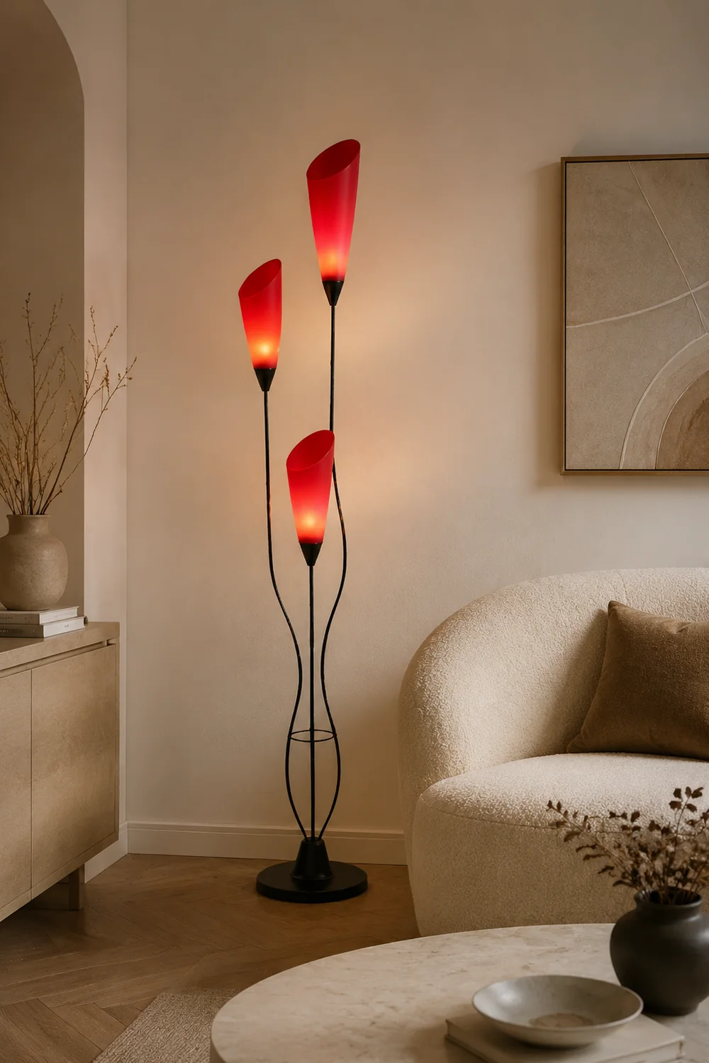 Bella Fackel Rote Stehlampe, 3-flammig, 168CM Lang - Lumpaz