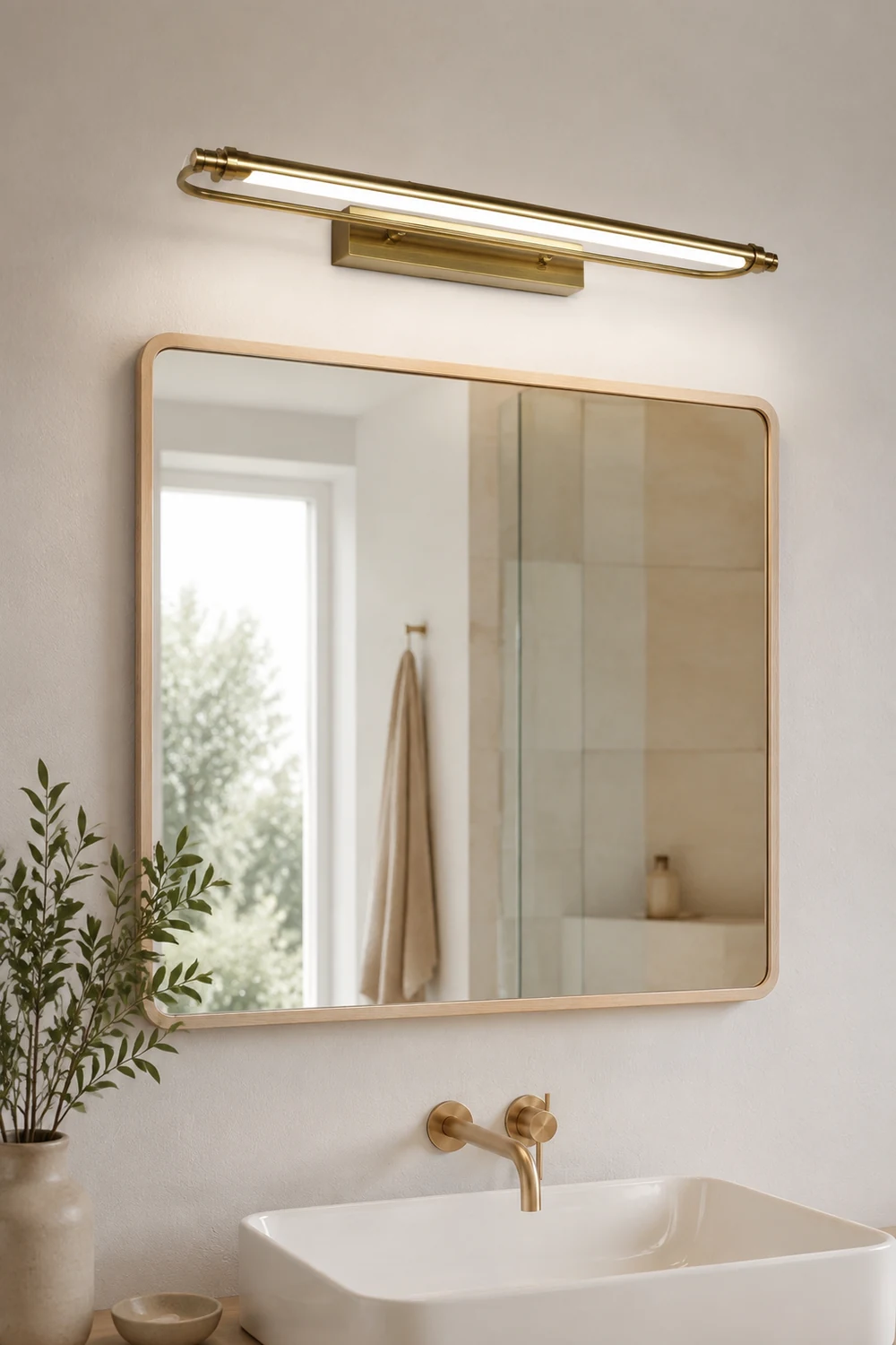Leigh Minimalist Spiegelfront Waschtisch-Wandleuchte, Metall, 40/53/67CM Lang - Lumpaz