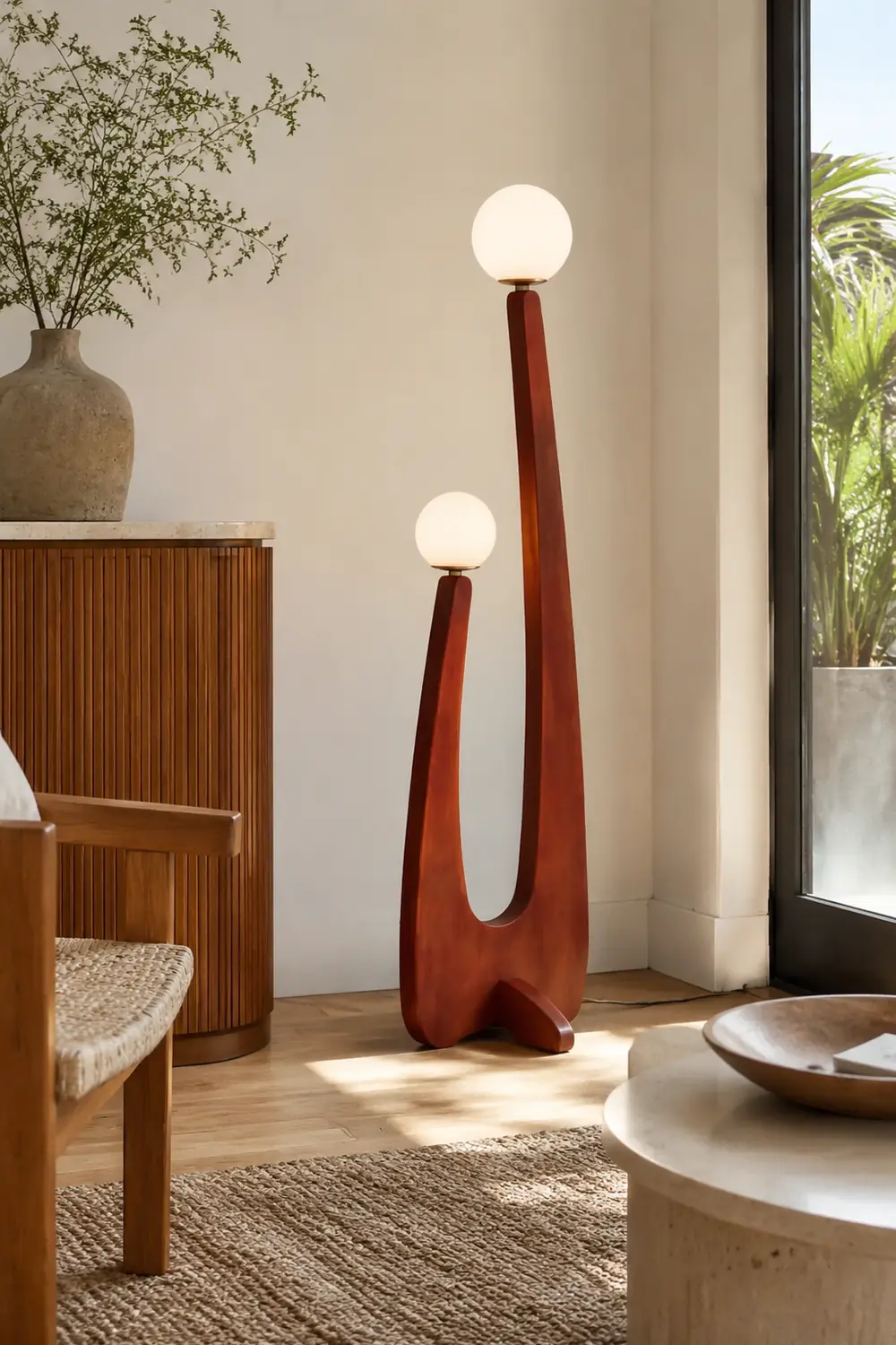 Avi Stehleuchte, Holz & Glas, 2-flammig - Lumpaz