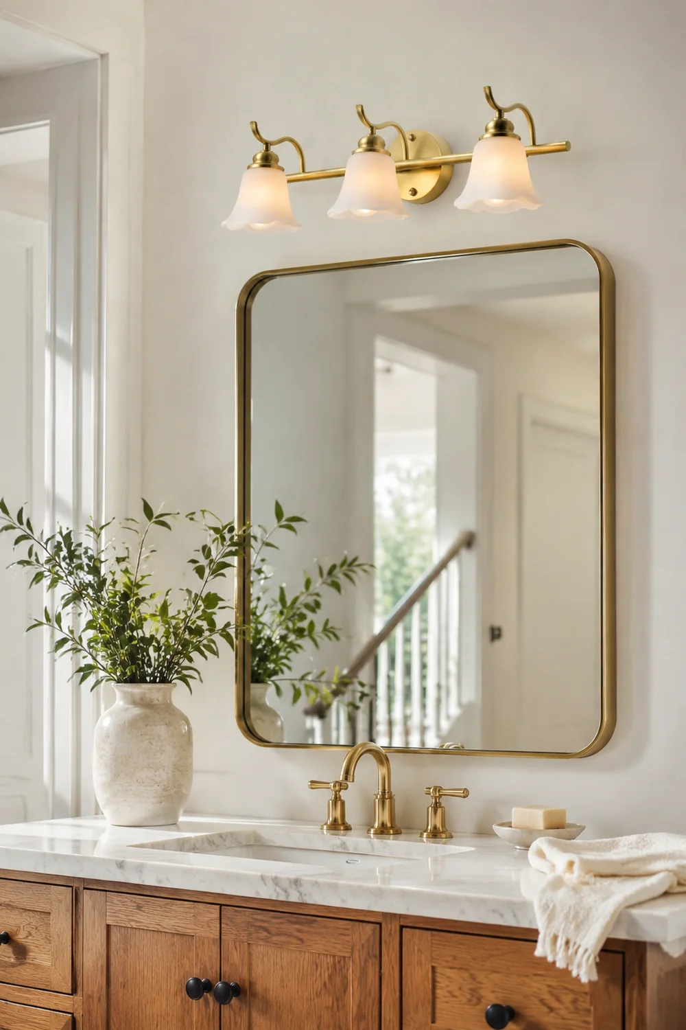 Félicie Weißes Glas Spiegel Front Vanity Wandleuchte, 2/3-flammig, 41CM Lang - Lumpaz