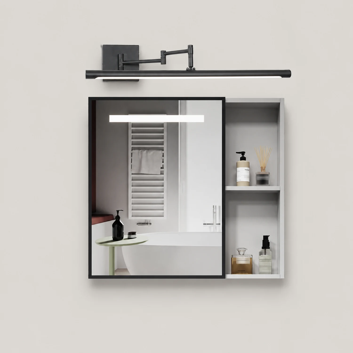 Edge Verstellbare Spiegelfront Waschtisch-Wandleuchte, Metall, 40/60/80CM Lang - Lumpaz