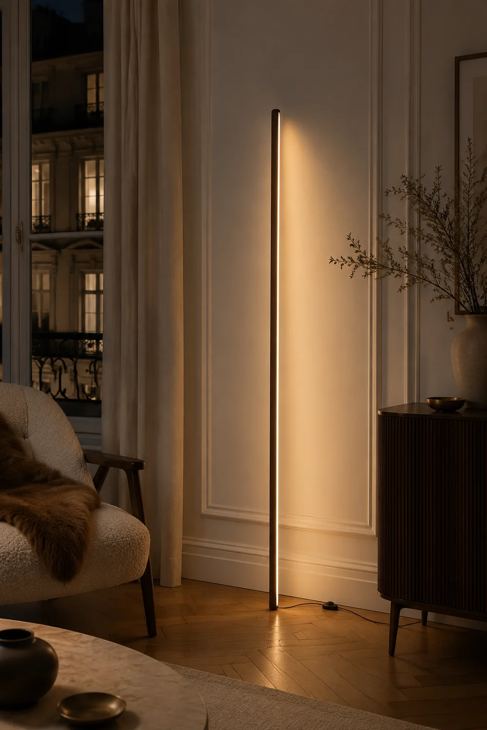 Ozawa Lineare Stehlampe, Holz & Acryl, 3 Farben, 119CM Lang - Lumpaz