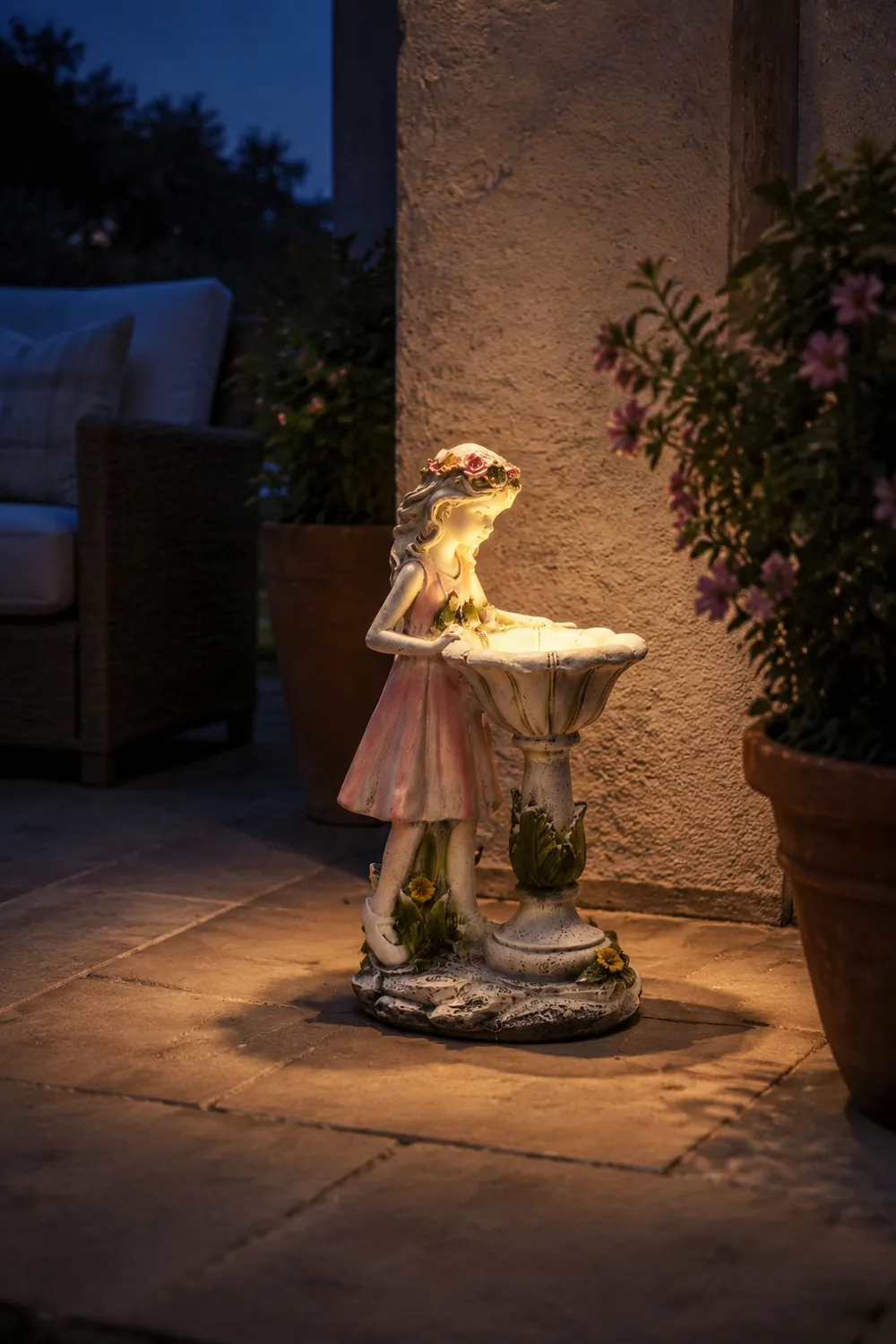 Minori Außenstehleuchte Feenmädchen Rosa Solarenergie, 28CM lang - Lumpaz