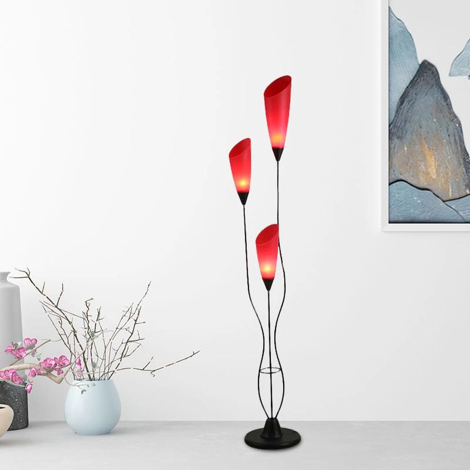 Bella Fackel Rote Stehlampe, 3-flammig, 168CM Lang - Lumpaz