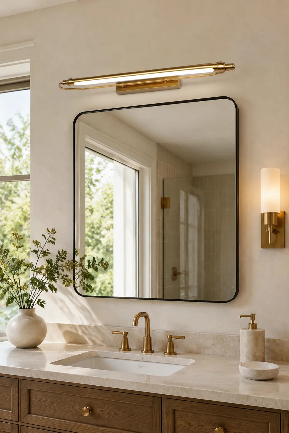 Leigh Minimalist Spiegelfront Waschtisch-Wandleuchte, Metall, 40/53/67CM Lang - Lumpaz