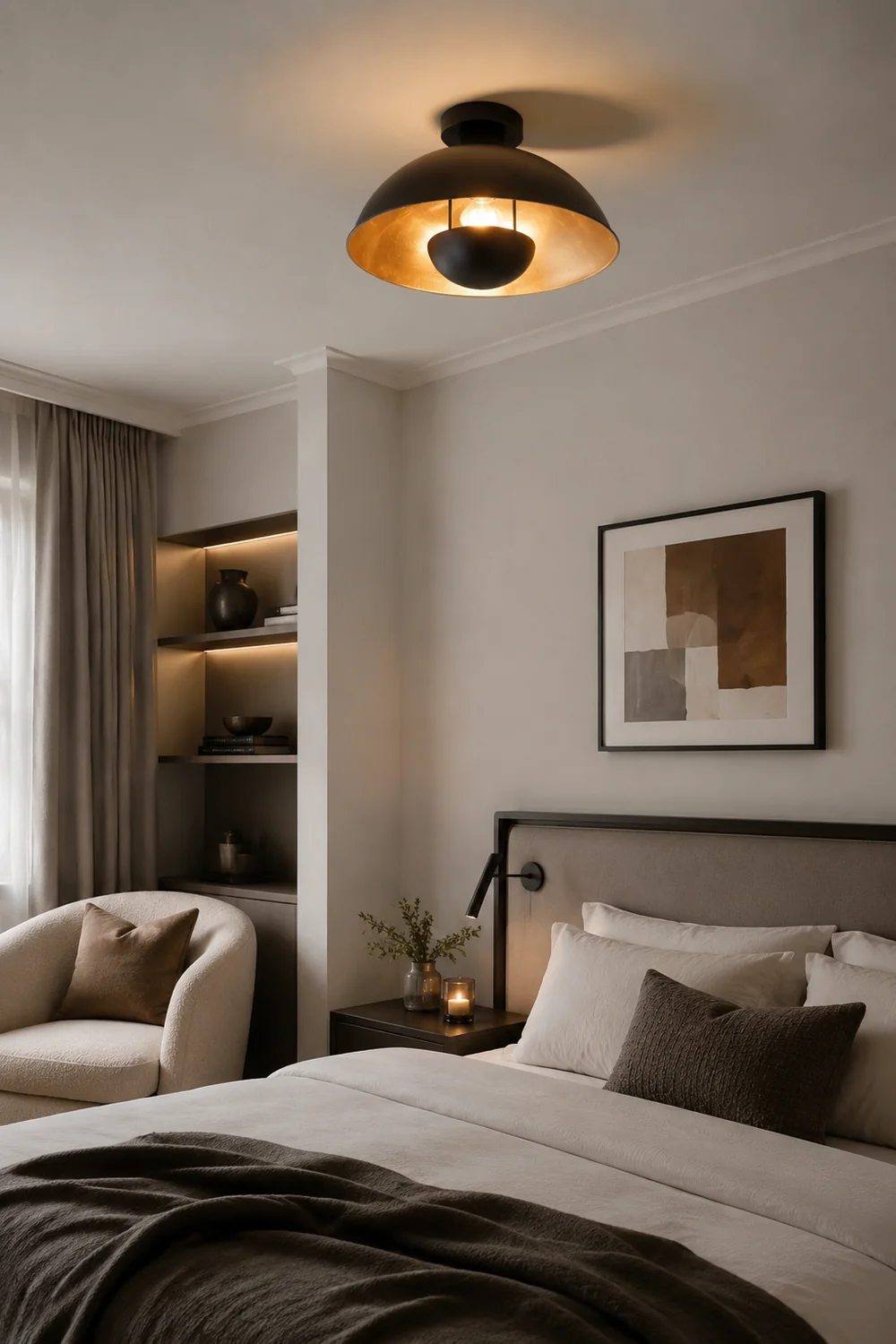 Carins Schwarz & Gold Deckenleuchte, ∅30/40CM - Lumpaz