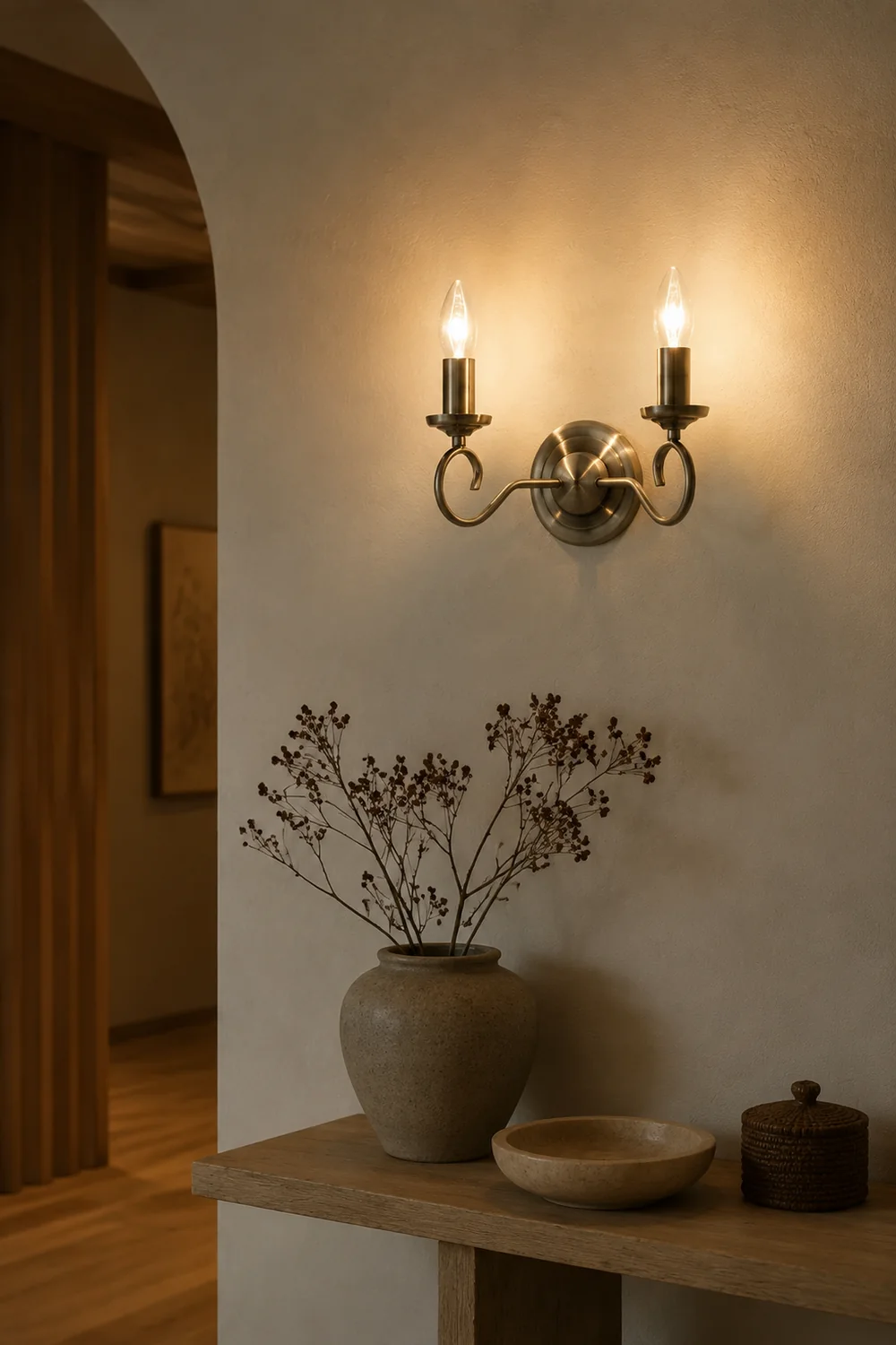 Silva Antikes Messing Wandleuchter, 2-flammig - Lumpaz