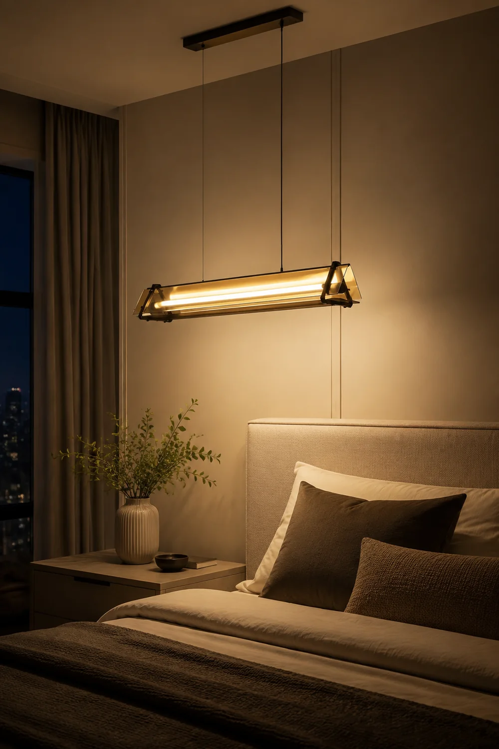 Edge Industrielle Dreieckige Pendelleuchte, Metall & Glas - Lumpaz