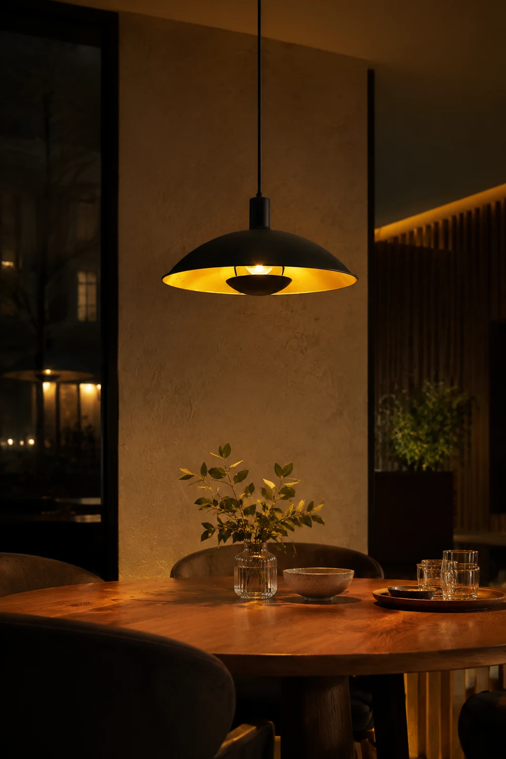 Carins Schwarz & Gold Pendelleuchte, ∅30/40CM - Lumpaz