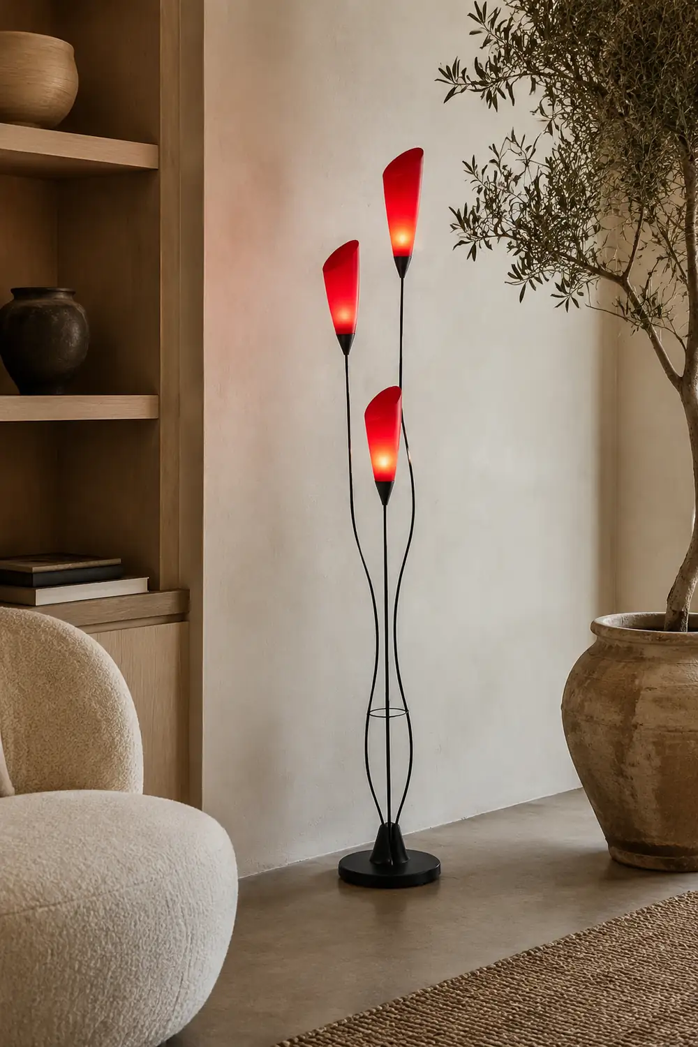 Bella Fackel Rote Stehlampe, 3-flammig, 168CM Lang - Lumpaz