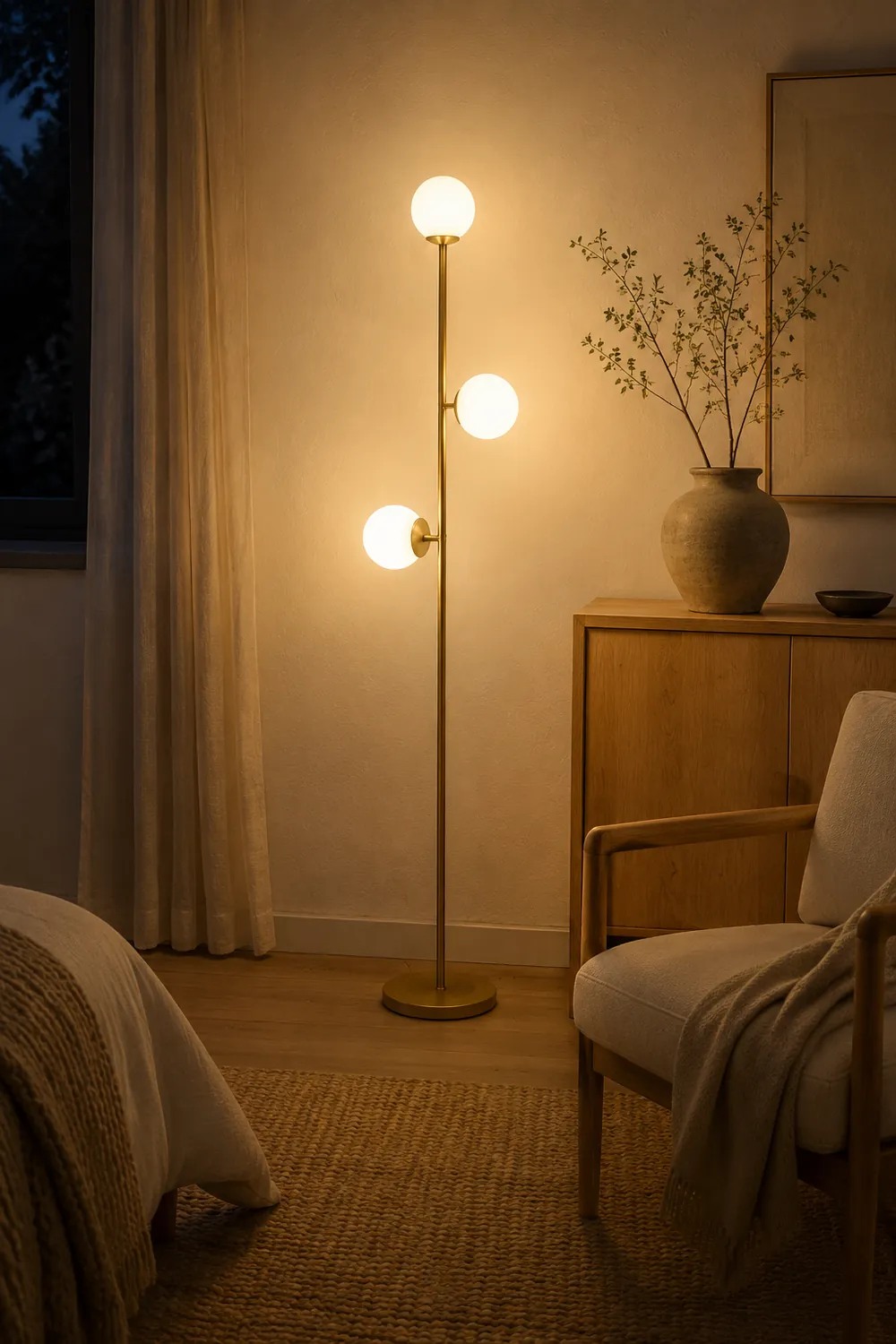 Valentina Stehlampe, 3-flammig, Messing & Glas, 160CM Lang - Lumpaz