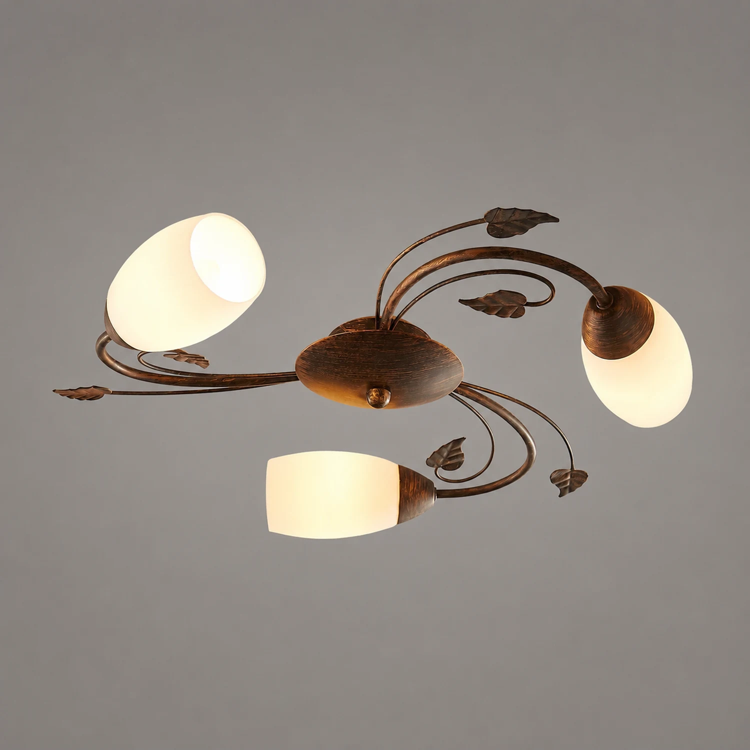 Eyrn Blatt Deckenleuchte, 3/5/6-flammig, 2 Farben, Metall & Glas - Lumpaz