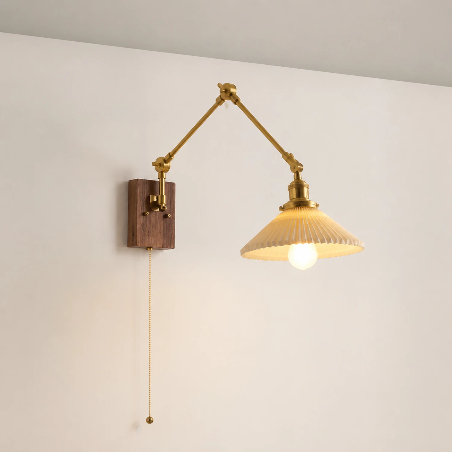 Ozawa Verstellbare Wandleuchte mit Falten, Metall & Holz, 11 Stile - Lumpaz