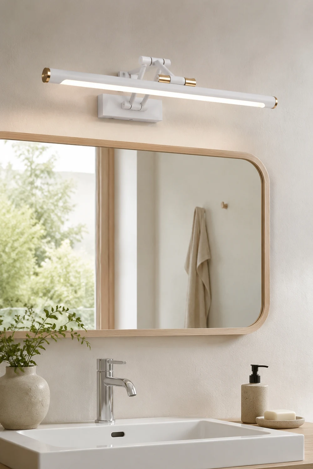 Edge Verstellbare Spiegelfront Waschtisch-Wandleuchte, 2 Farben, Metall, 43/58/74CM Lang - Lumpaz
