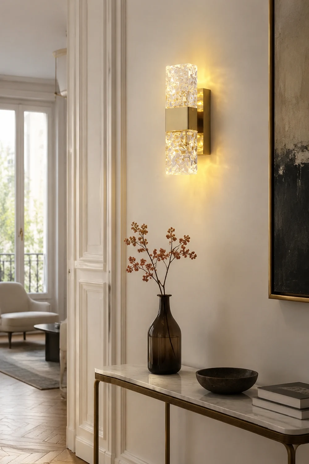 Chan Water Maserung Glas Luxus Licht Dekorativ Wandleuchte für Wohnzimmer, Höhe 30 CM - Lumpaz