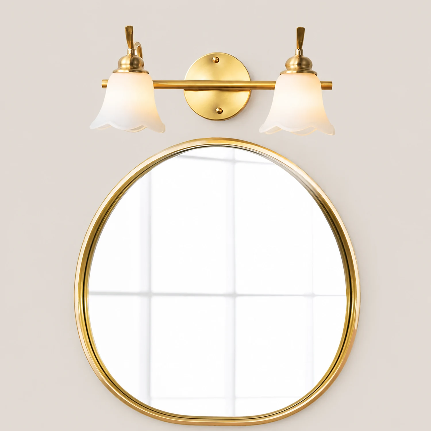 Félicie Weißes Glas Spiegel Front Vanity Wandleuchte, 2/3-flammig, 41CM Lang - Lumpaz
