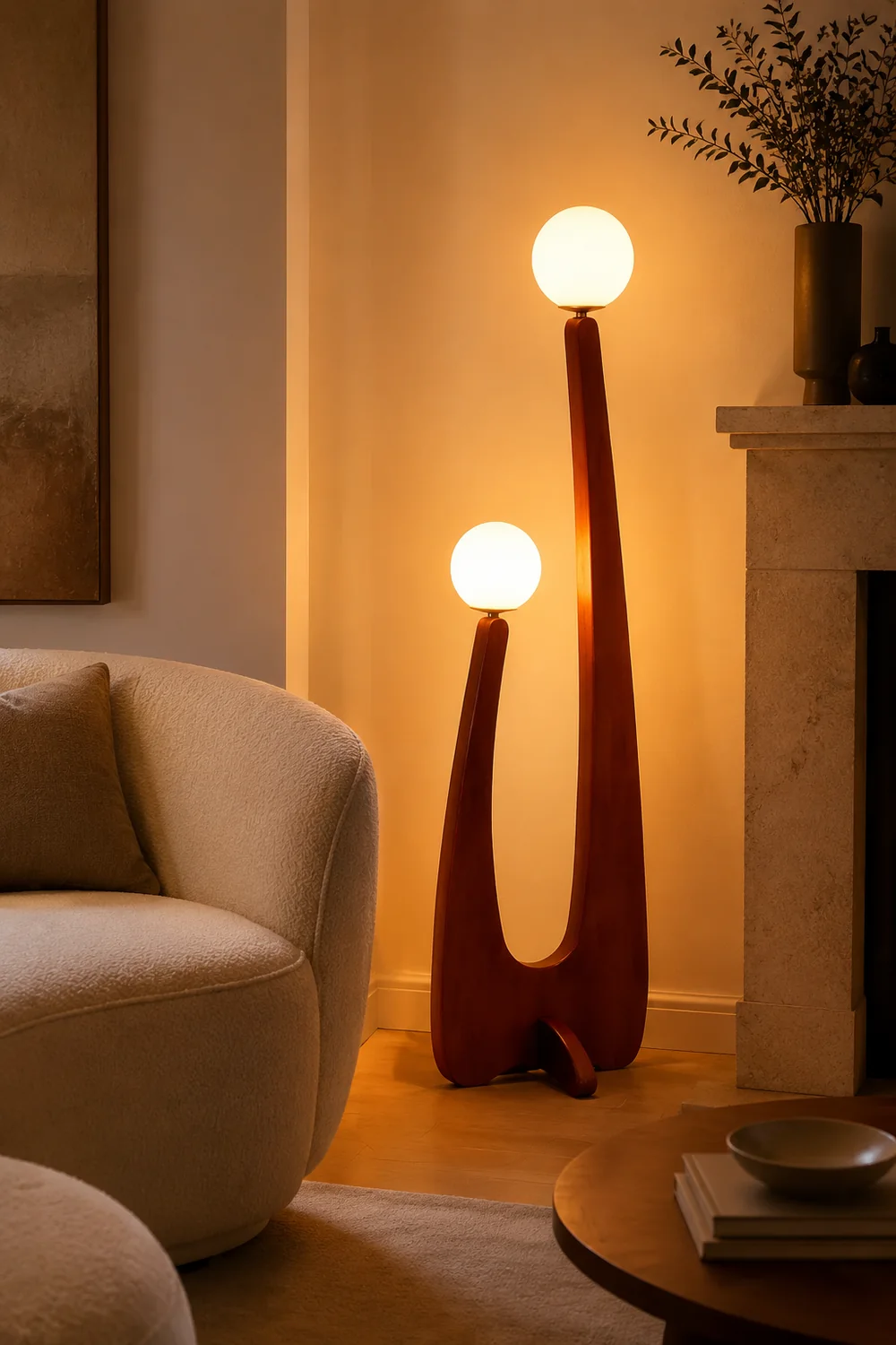 Avi Stehleuchte, Holz & Glas, 2-flammig - Lumpaz