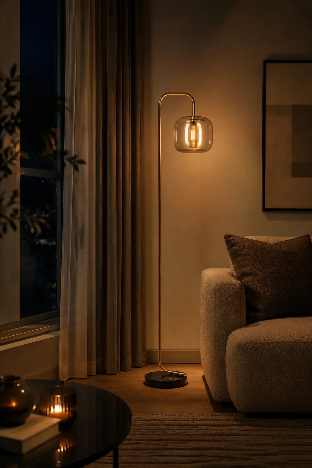 Hailie Rauchgrau Stehlampe, Metall & Glas, 160CM Lang - Lumpaz