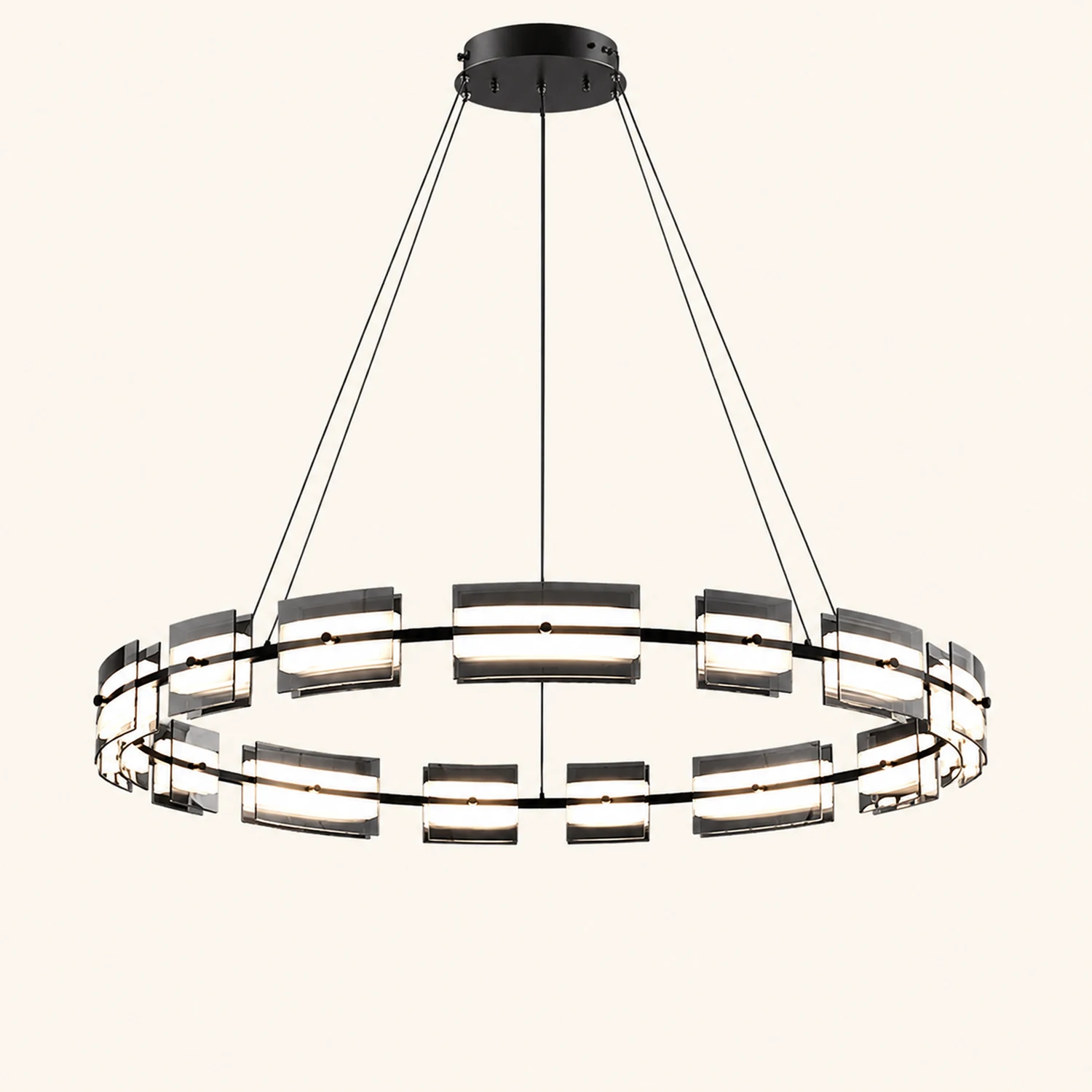 Evette Pendelleuchte 2 Farbe Fernsteuerung 1/2 Ring Kupfer& Glas, 9/12/15 -flammig - Lumpaz
