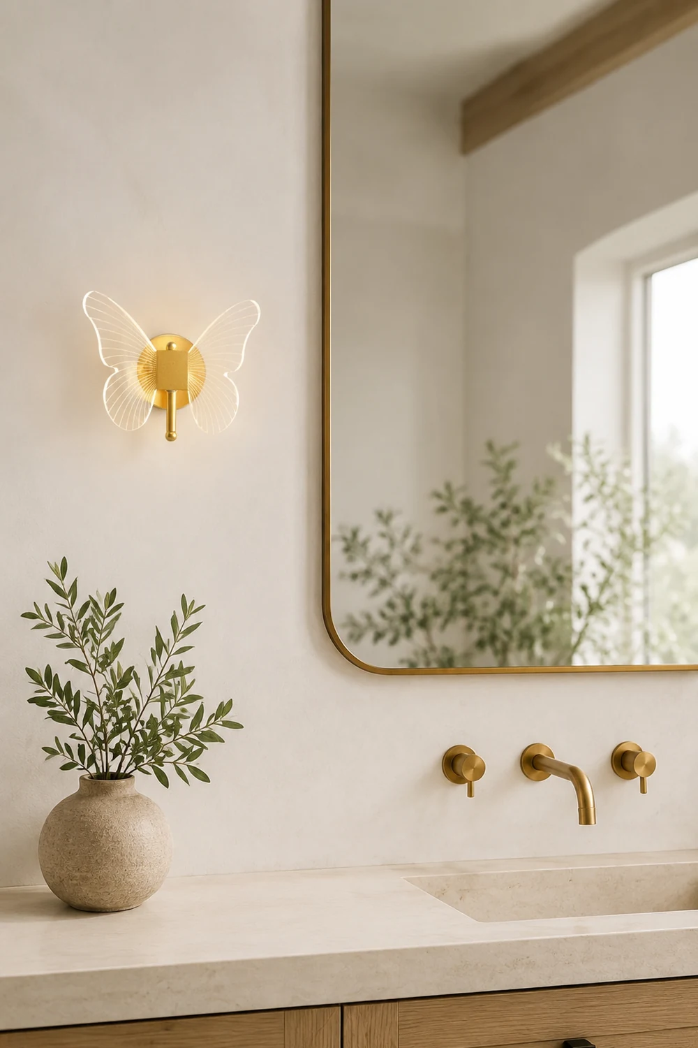 Kady Schmetterling Goldene Vanity Wandleuchte, 25CM Lang - Lumpaz