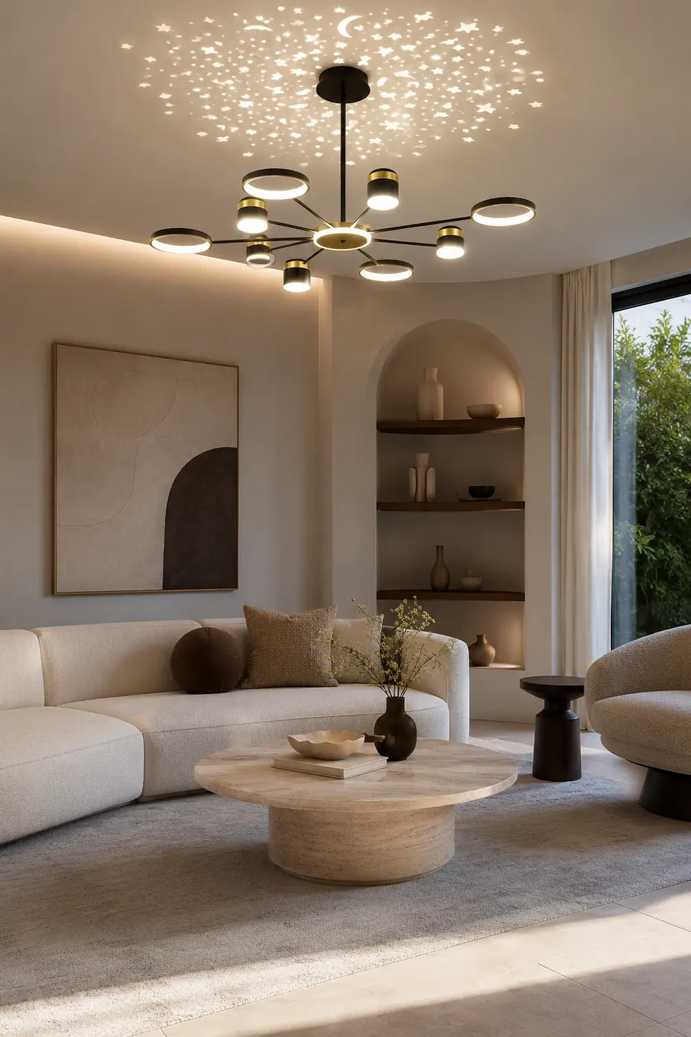 Moderner Kronleuchter Projektionslicht LED Sternenhimmel Lampe für Flur Schlafzimmer Wohnzimmer - Lumpaz
