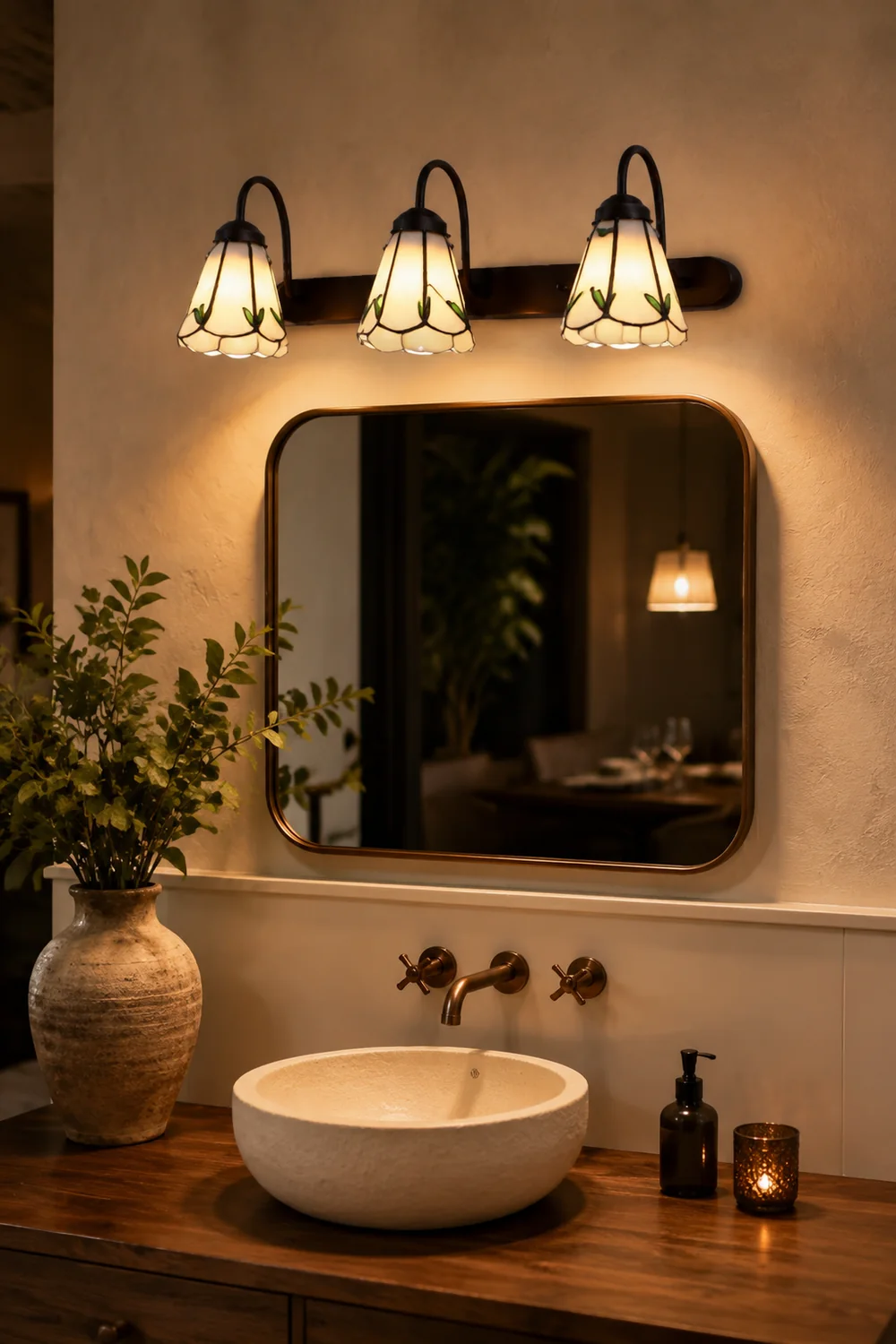 Baxter Tiffany Spiegel Front Vanity Wandleuchte, 5 Stile, 3 Farben, 60CM Lang - Lumpaz
