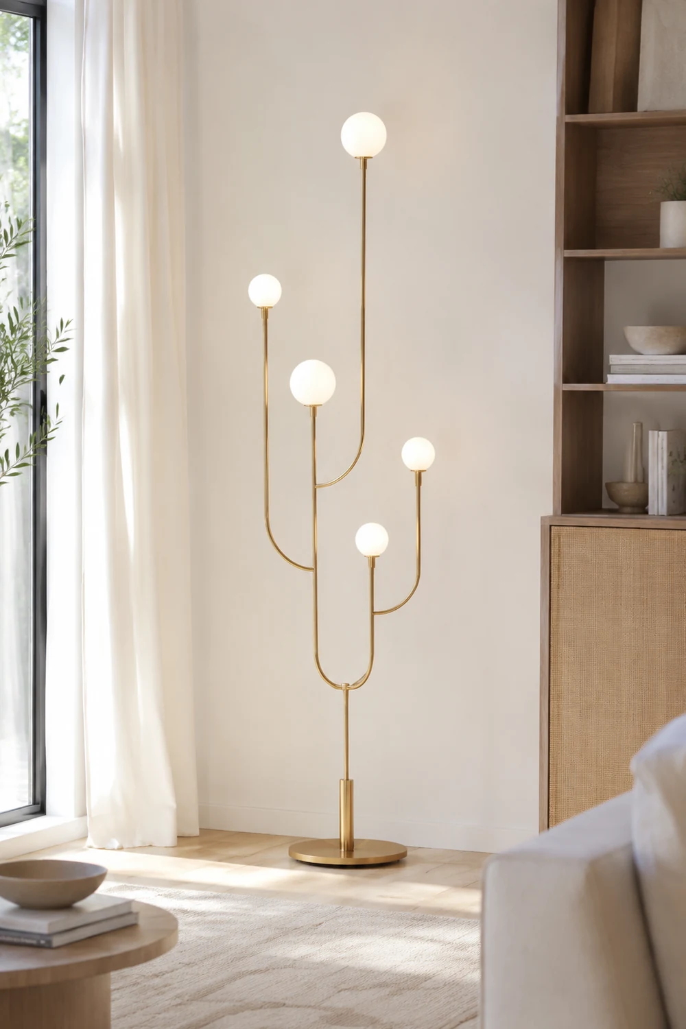Valentina Kaktus Stehlampe, Messing & Glas, 180CM Lang - Lumpaz