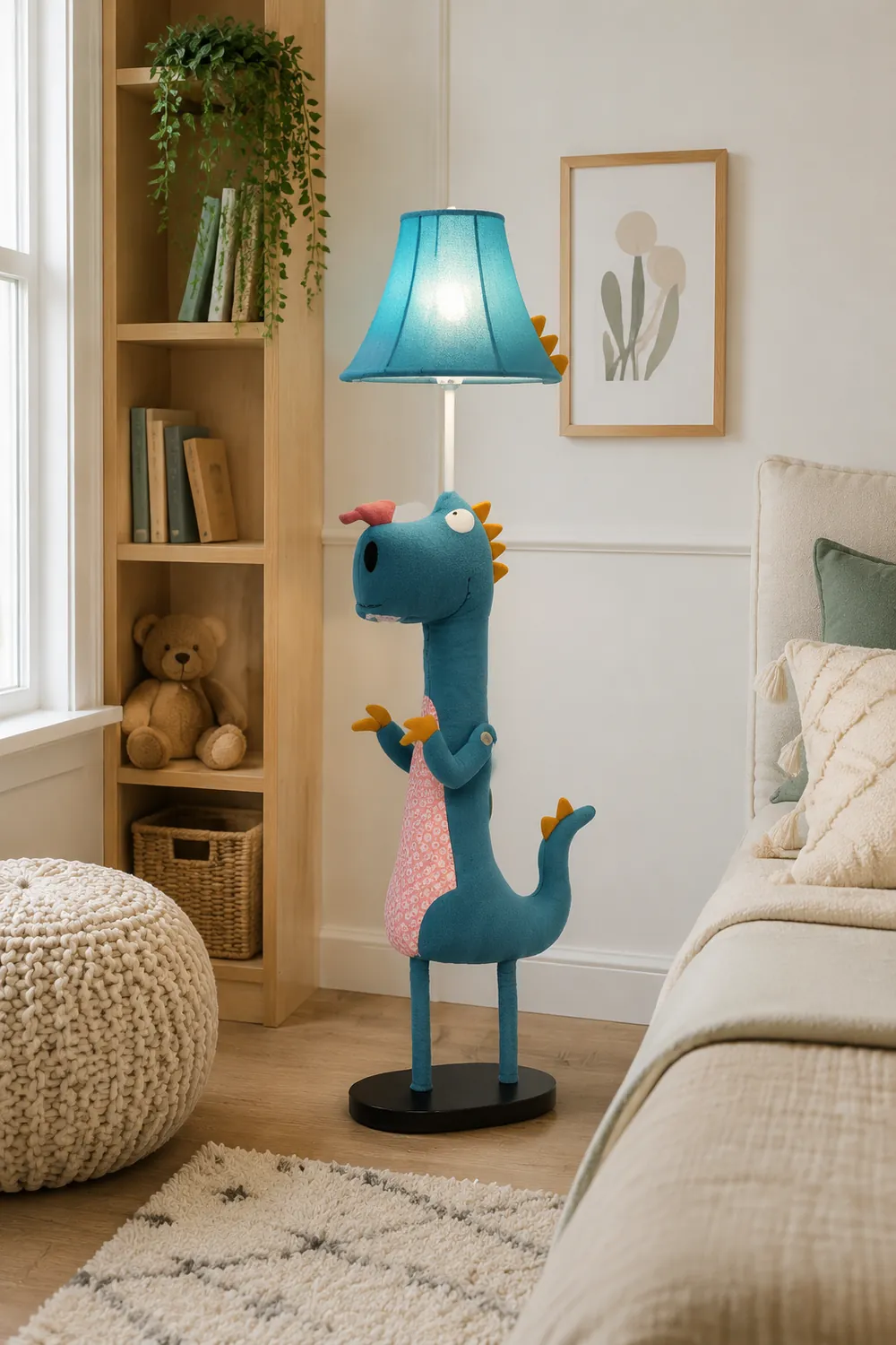 Minori Stehleuchte in Blaue Dinosaurier-Form, Metall, 130CM Lang - Lumpaz