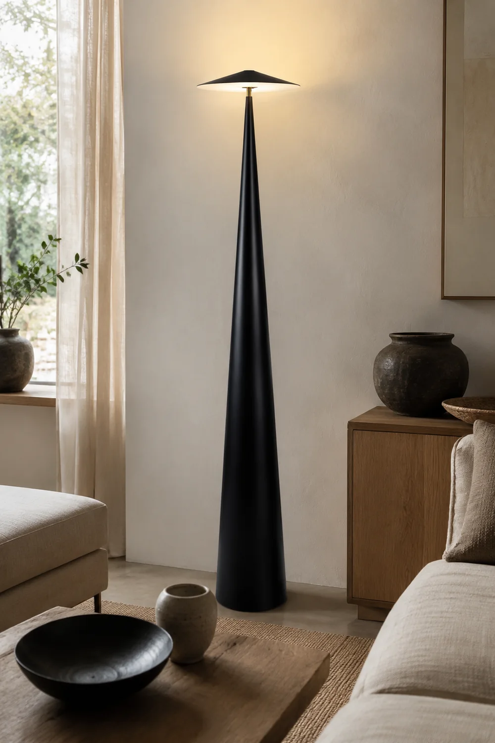Salgado Untertassenform,Schwarze Stehleuchte , 170CM Lang - Lumpaz