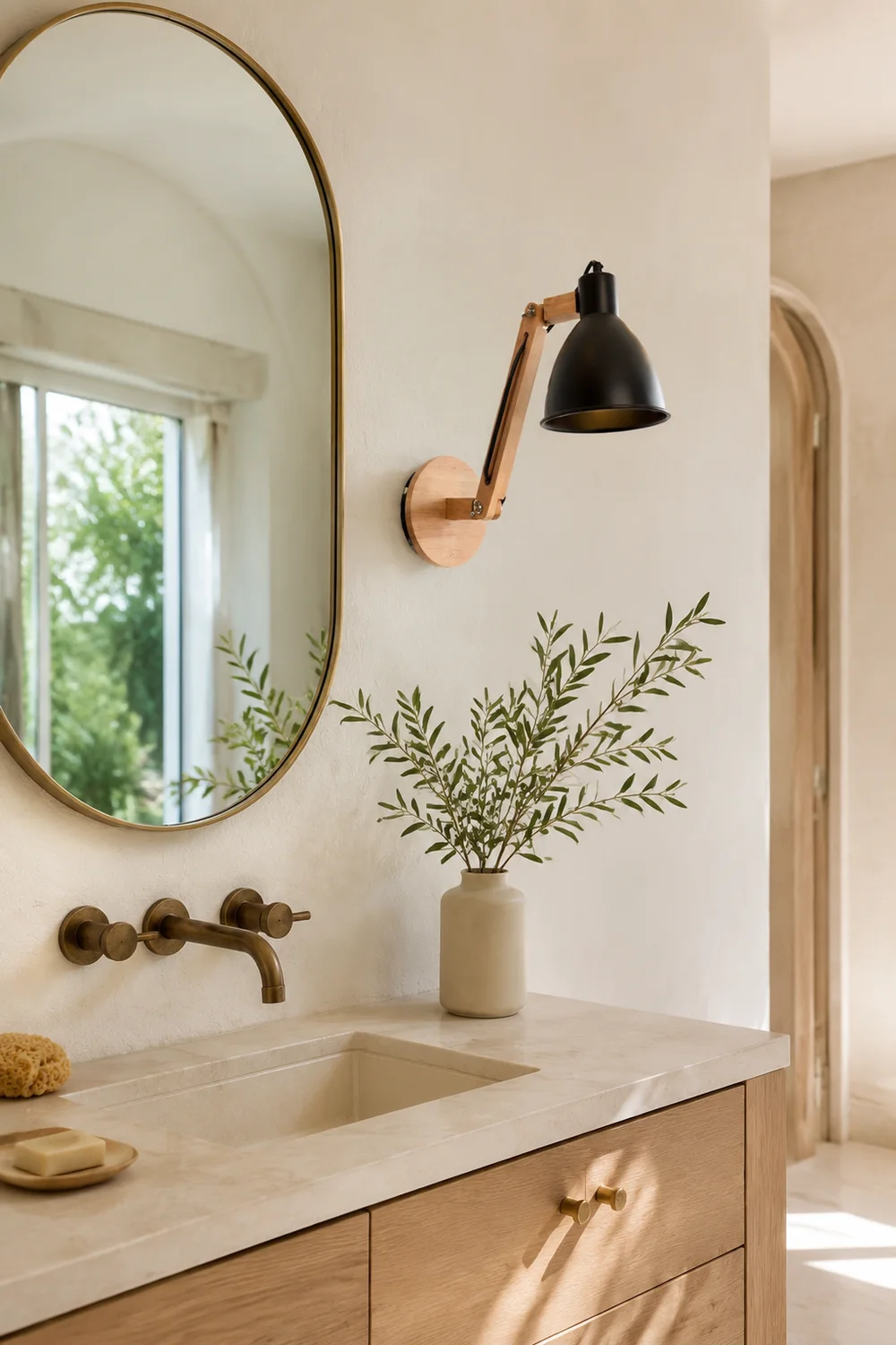 Brady Schwarze Verstellbare Wandleuchte, Metall & Holz, 2 Farben, 38CM Lang - Lumpaz