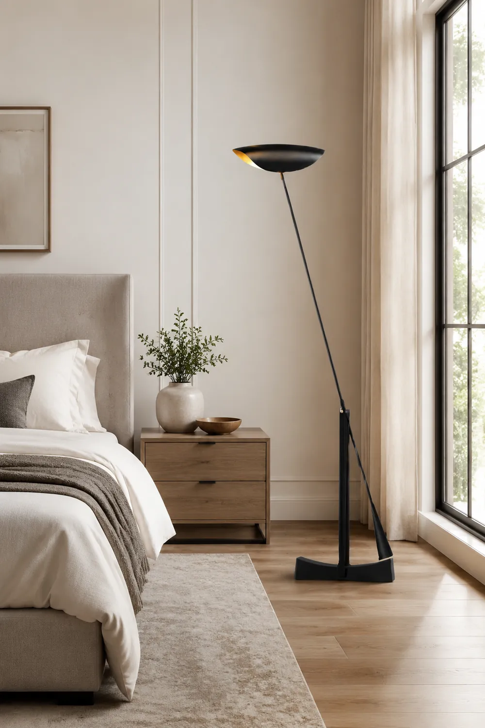 Carins Lineare Schwarze & Goldene Stehleuchte, 150CM Lang - Lumpaz