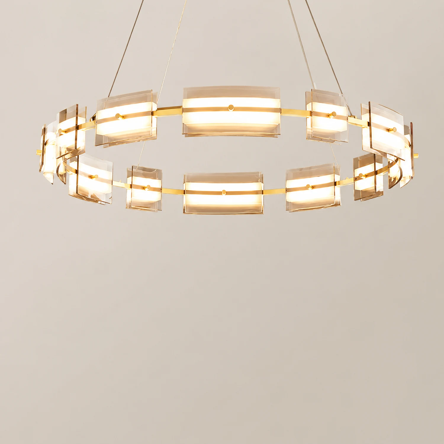 Evette Pendelleuchte 2 Farbe Fernsteuerung 1/2 Ring Kupfer& Glas, 9/12/15 -flammig - Lumpaz