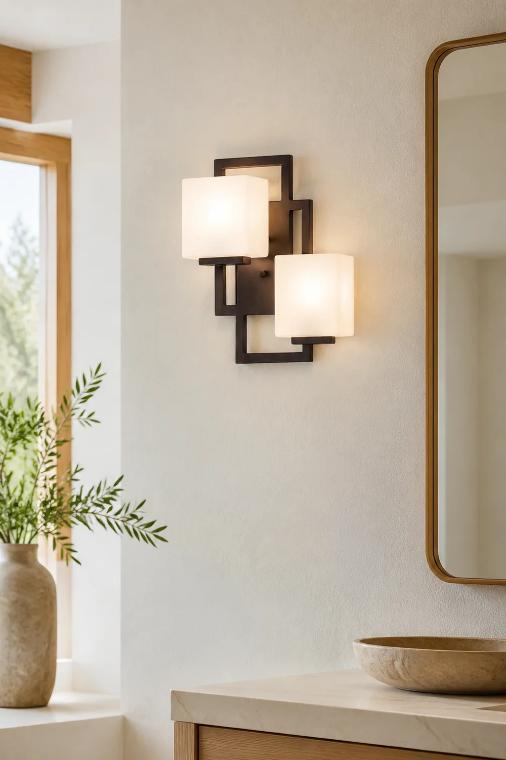 Eyrn Bronze Ankleider Wandlampe, 2-flammig, 35CM Lang - Lumpaz