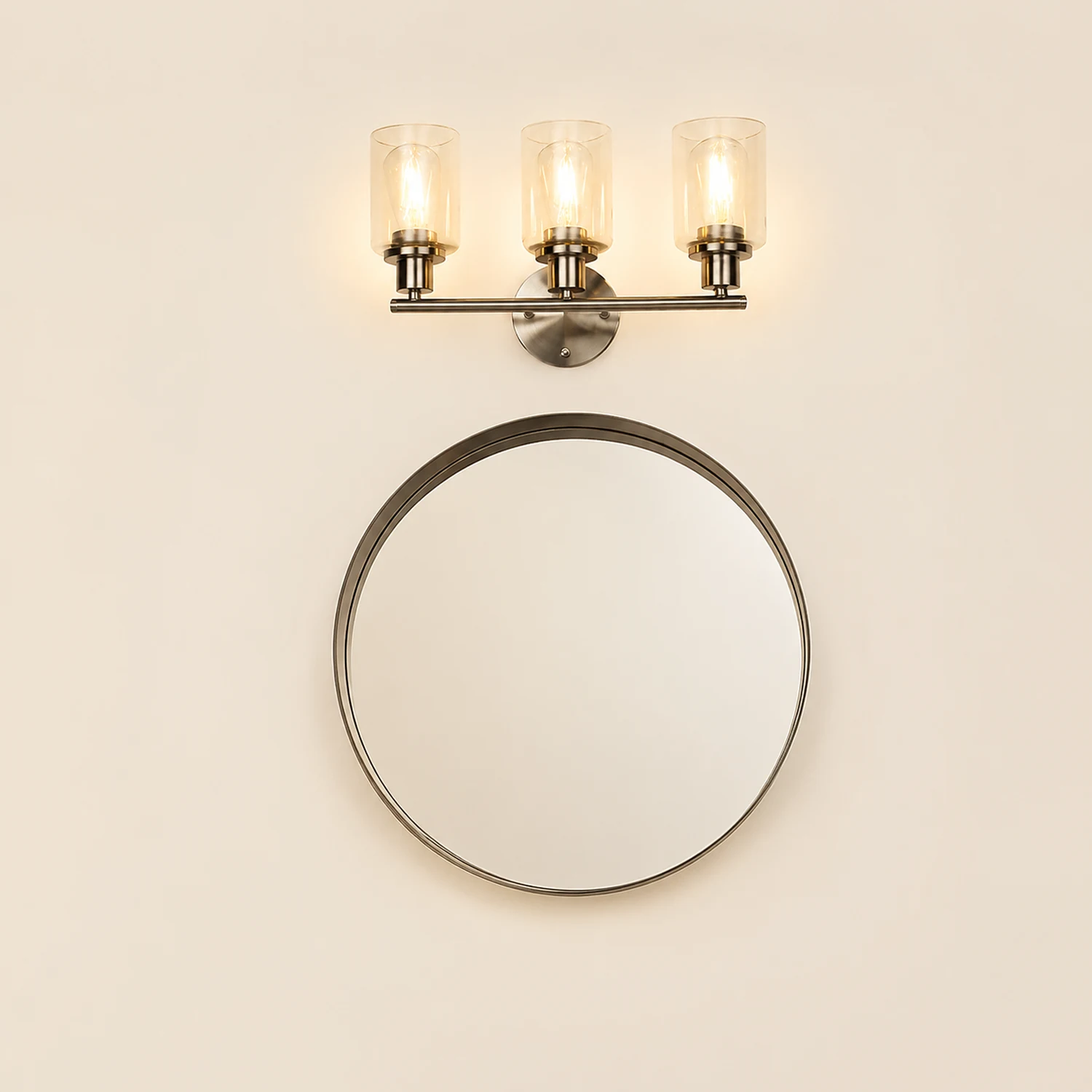 Alessio Spiegelfront Nickel Eitelkeit Wandleuchte, 43CM Lang - Lumpaz