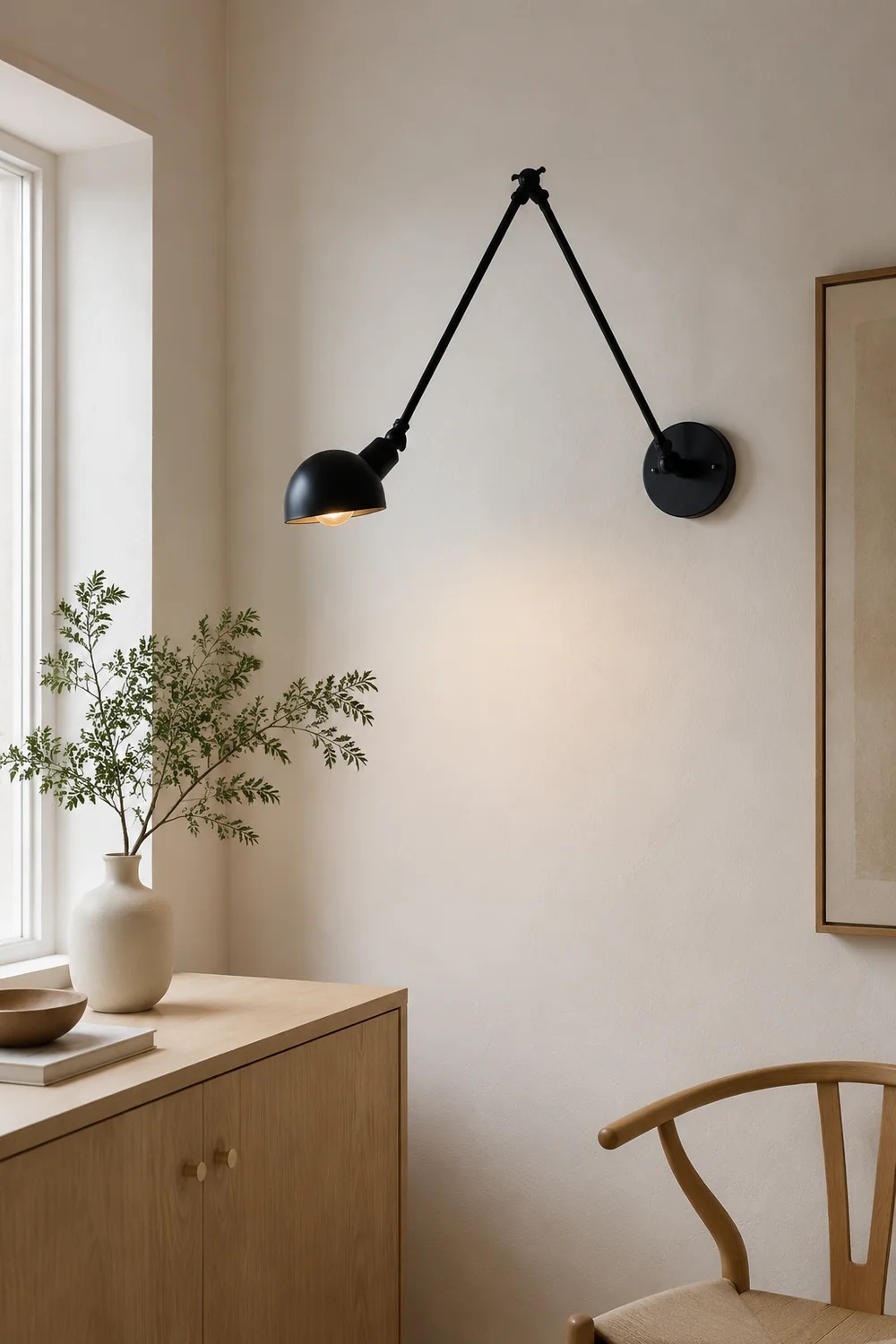 Brady Schwarze verstellbare Wandleuchte, 25/30/36/41/50CM Lang - Lumpaz