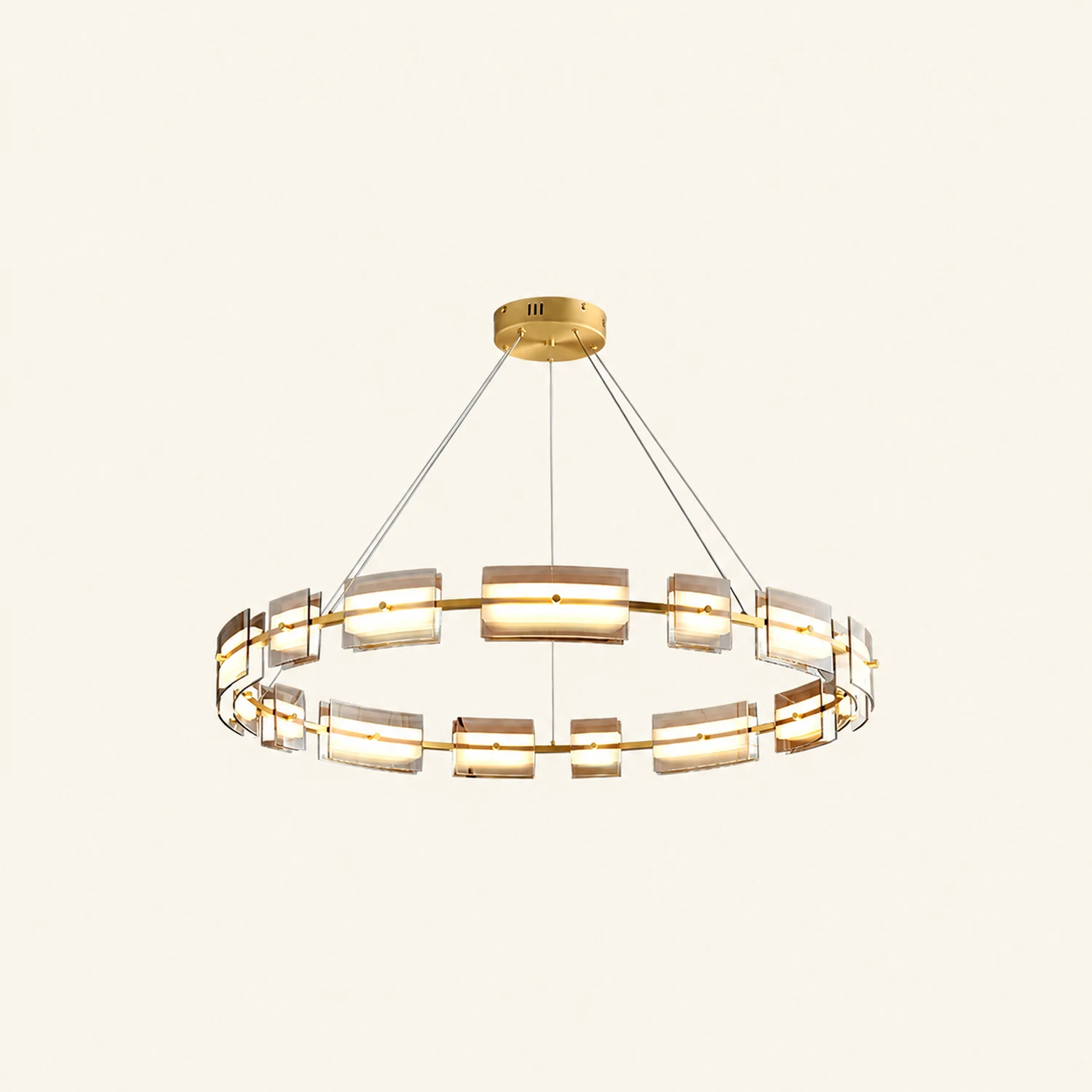 Evette Pendelleuchte 2 Farbe Fernsteuerung 1/2 Ring Kupfer& Glas, 9/12/15 -flammig - Lumpaz