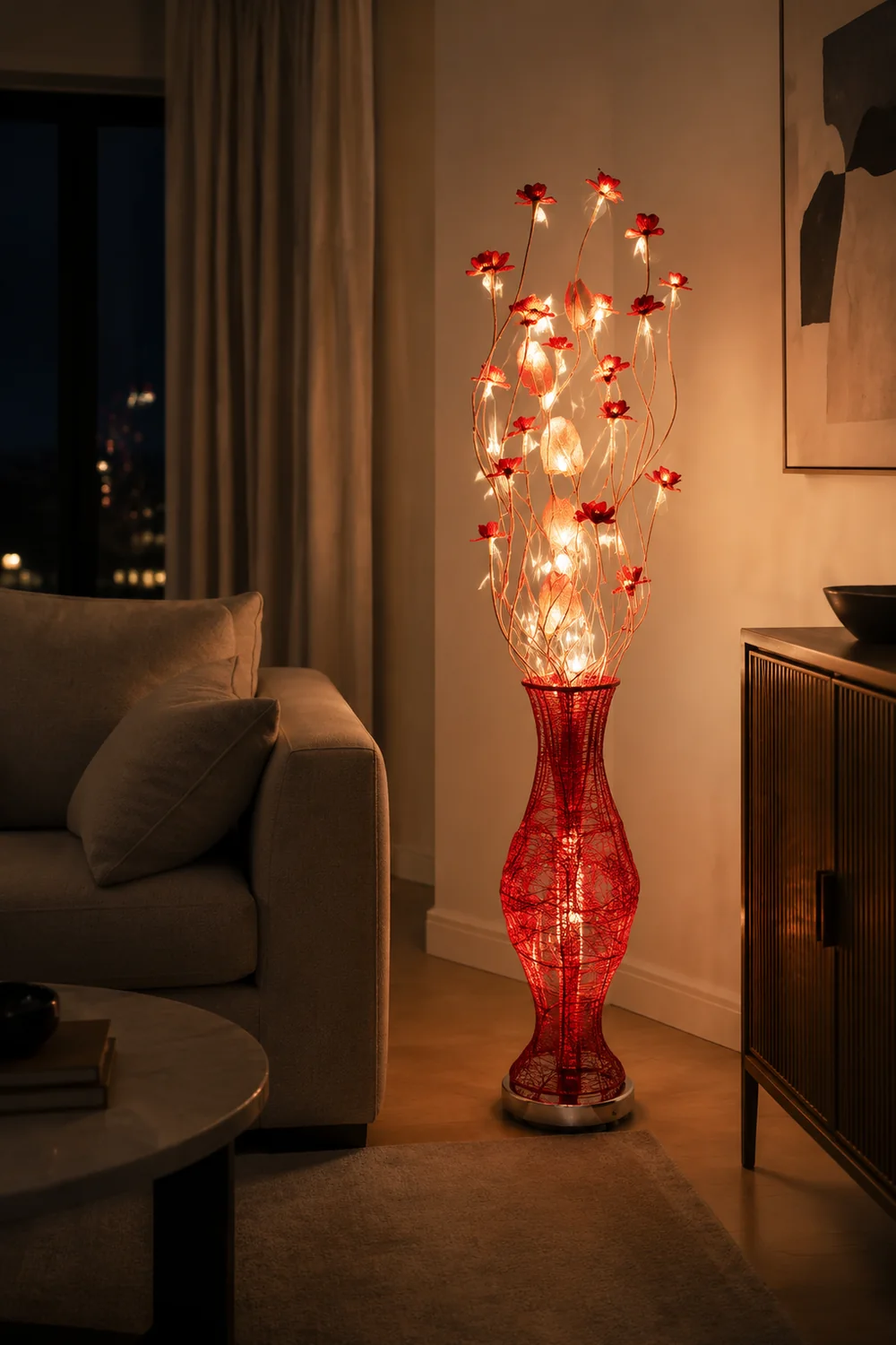 Bella Blumenvase Rote Stehlampe, 150CM Lang - Lumpaz