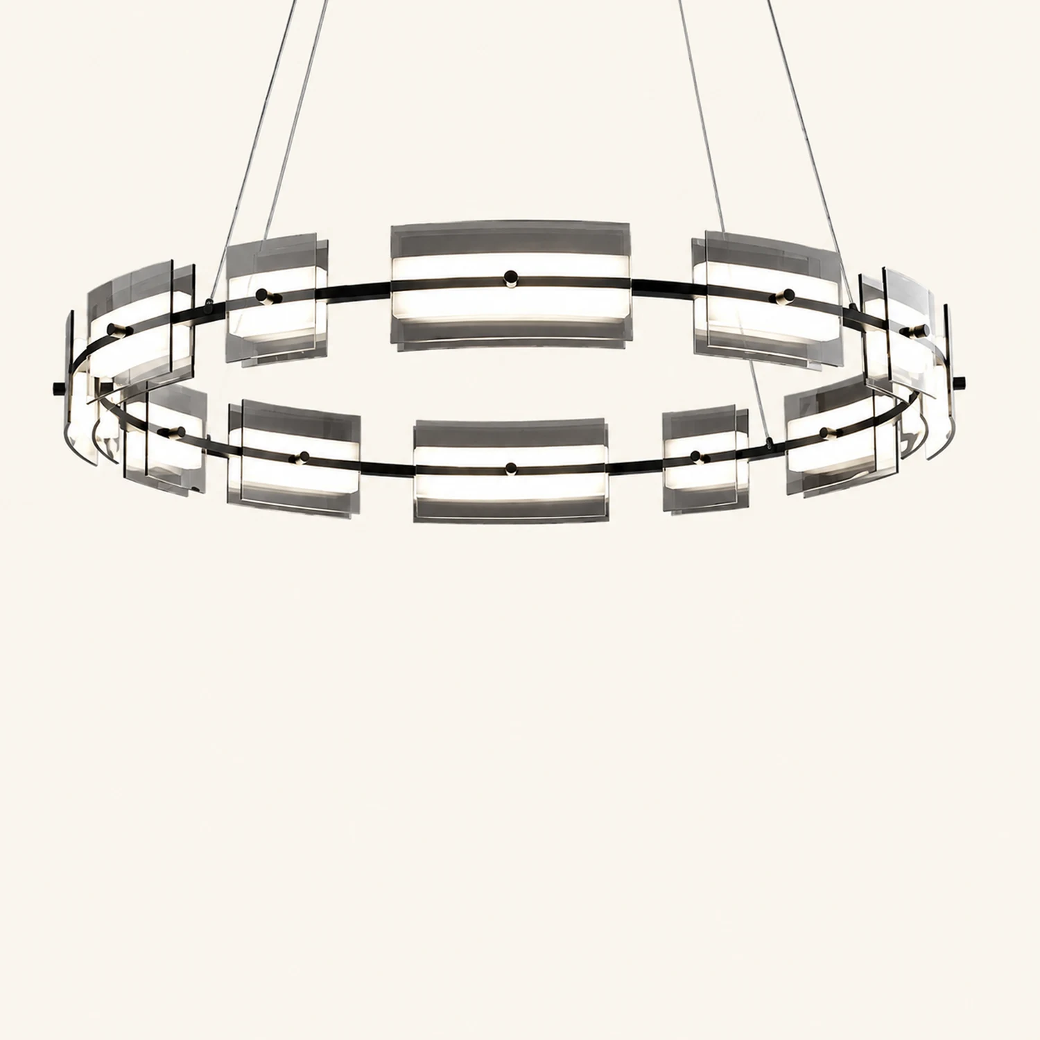 Evette Pendelleuchte 2 Farbe Fernsteuerung 1/2 Ring Kupfer& Glas, 9/12/15 -flammig - Lumpaz