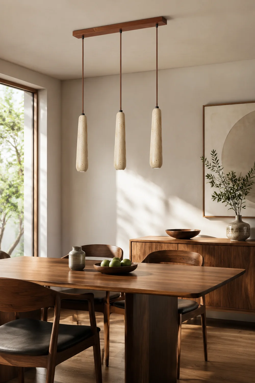 Ozawa Pendelleuchte, Cluster, Holz & Stein, 1/2/3-flammig - Lumpaz