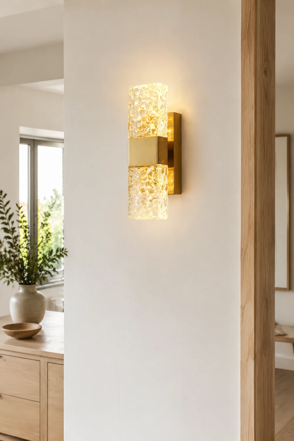 Chan Water Maserung Glas Luxus Licht Dekorativ Wandleuchte für Wohnzimmer, Höhe 30 CM - Lumpaz