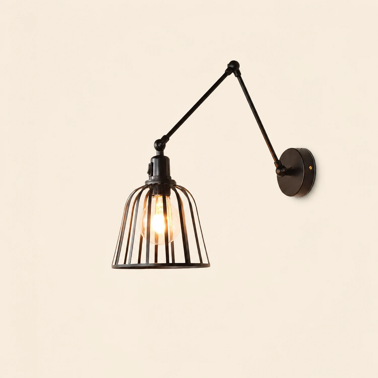 Alessio Metallische verstellbare Wandleuchte, Metall & Holz - Lumpaz