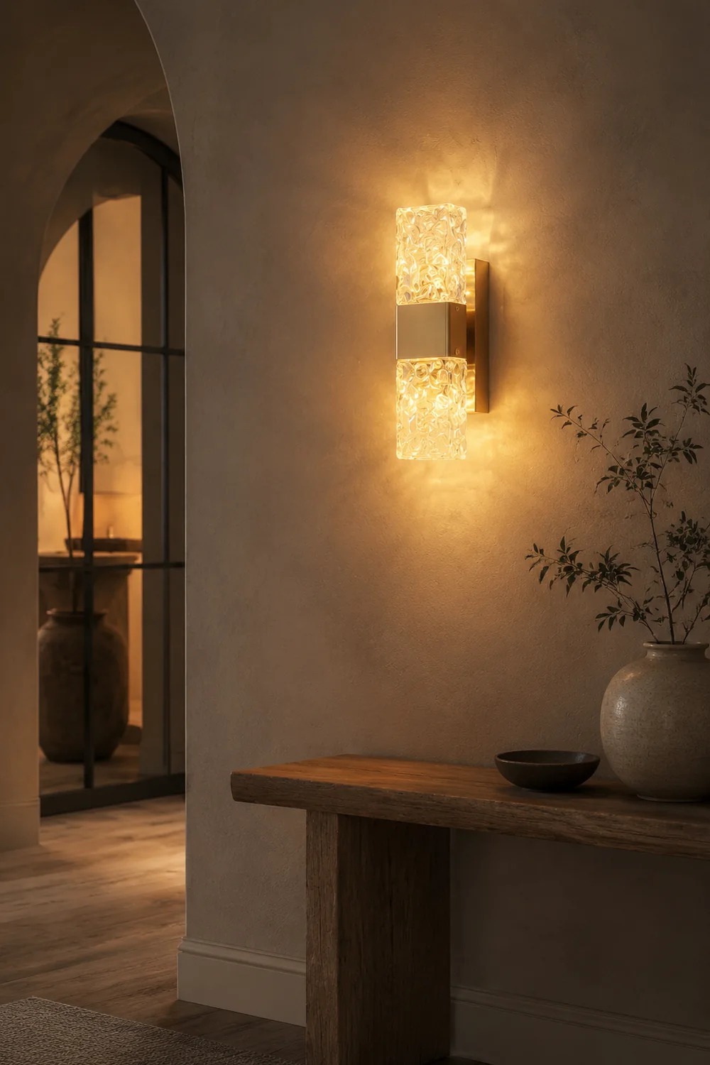 Chan Water Maserung Glas Luxus Licht Dekorativ Wandleuchte für Wohnzimmer, Höhe 30 CM - Lumpaz