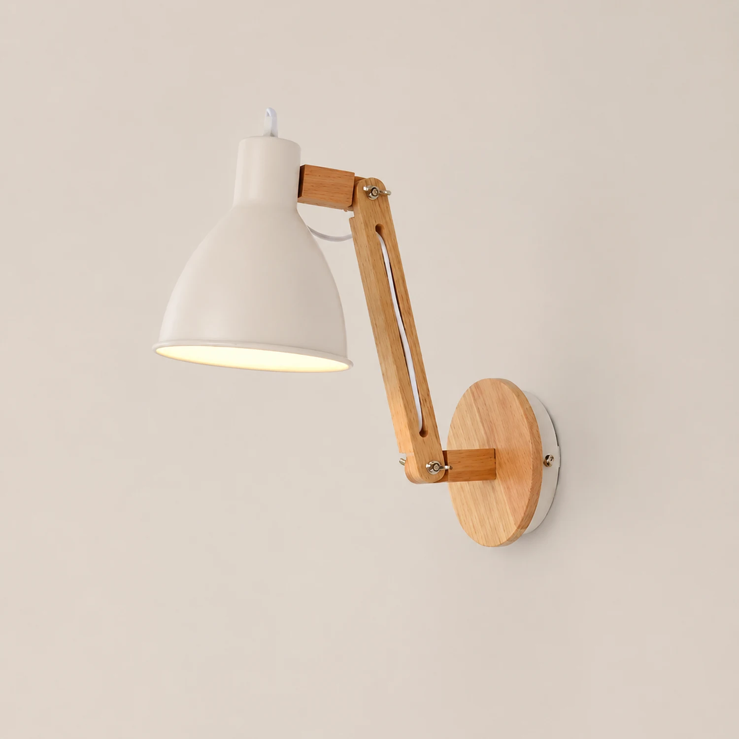 Brady Schwarze Verstellbare Wandleuchte, Metall & Holz, 2 Farben, 38CM Lang - Lumpaz