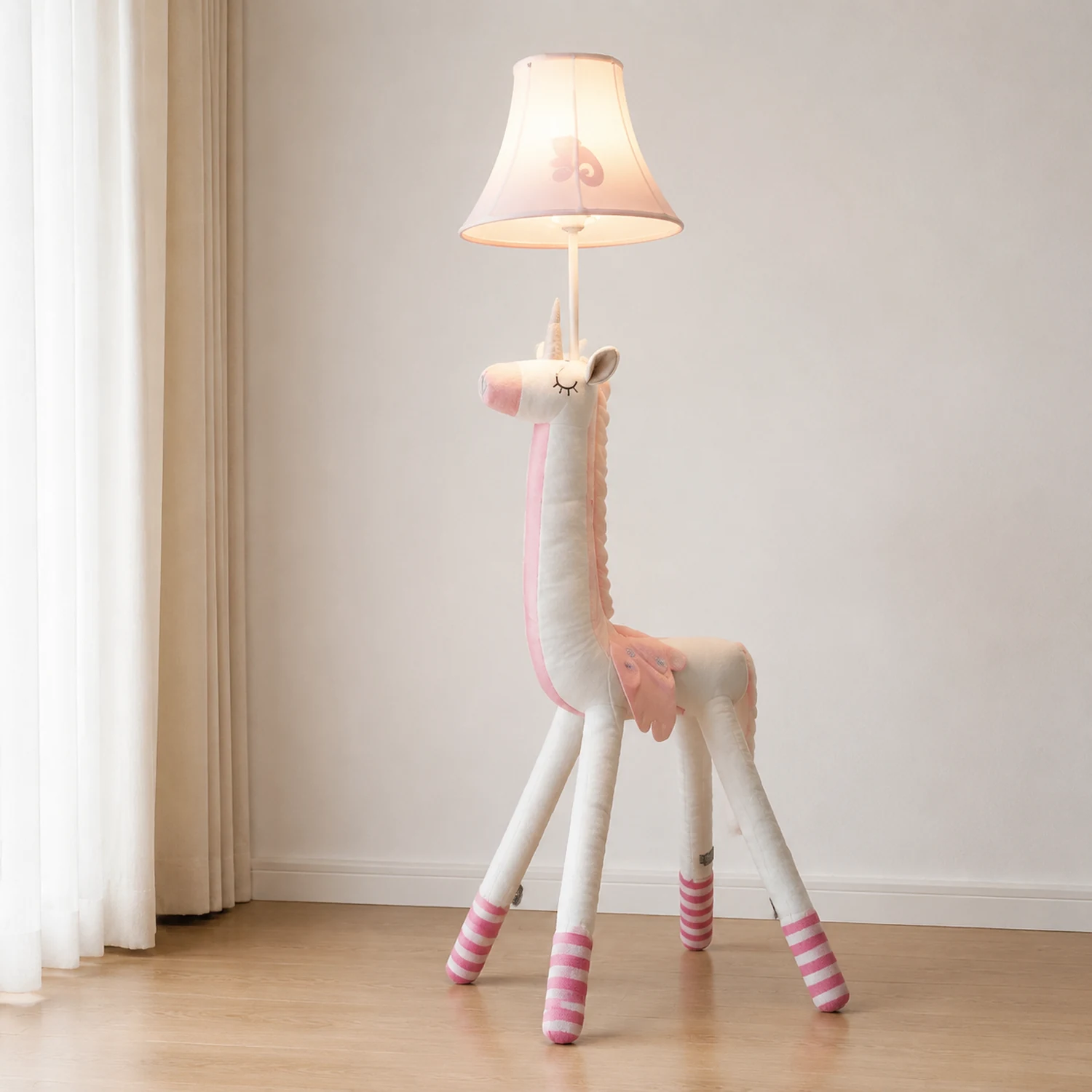 Minori Plüsche Stehleuchte in Einhornform, Metall, 130CM Lang - Lumpaz