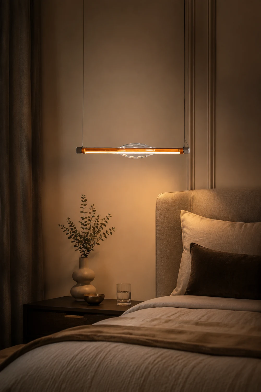 Edge Pendelleuchte, Metall & Glas, 2 Farben,121CM Lang - Lumpaz