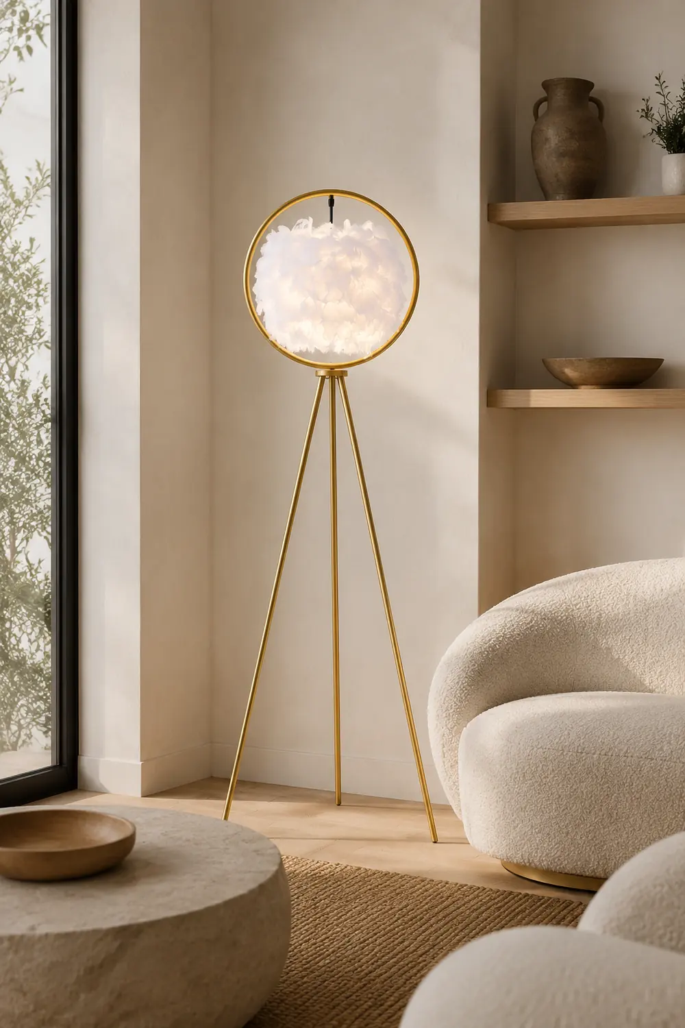 O'Moore Feder Ring Stativ Stehlampe, 2 Farben, 160CM Lang - Lumpaz