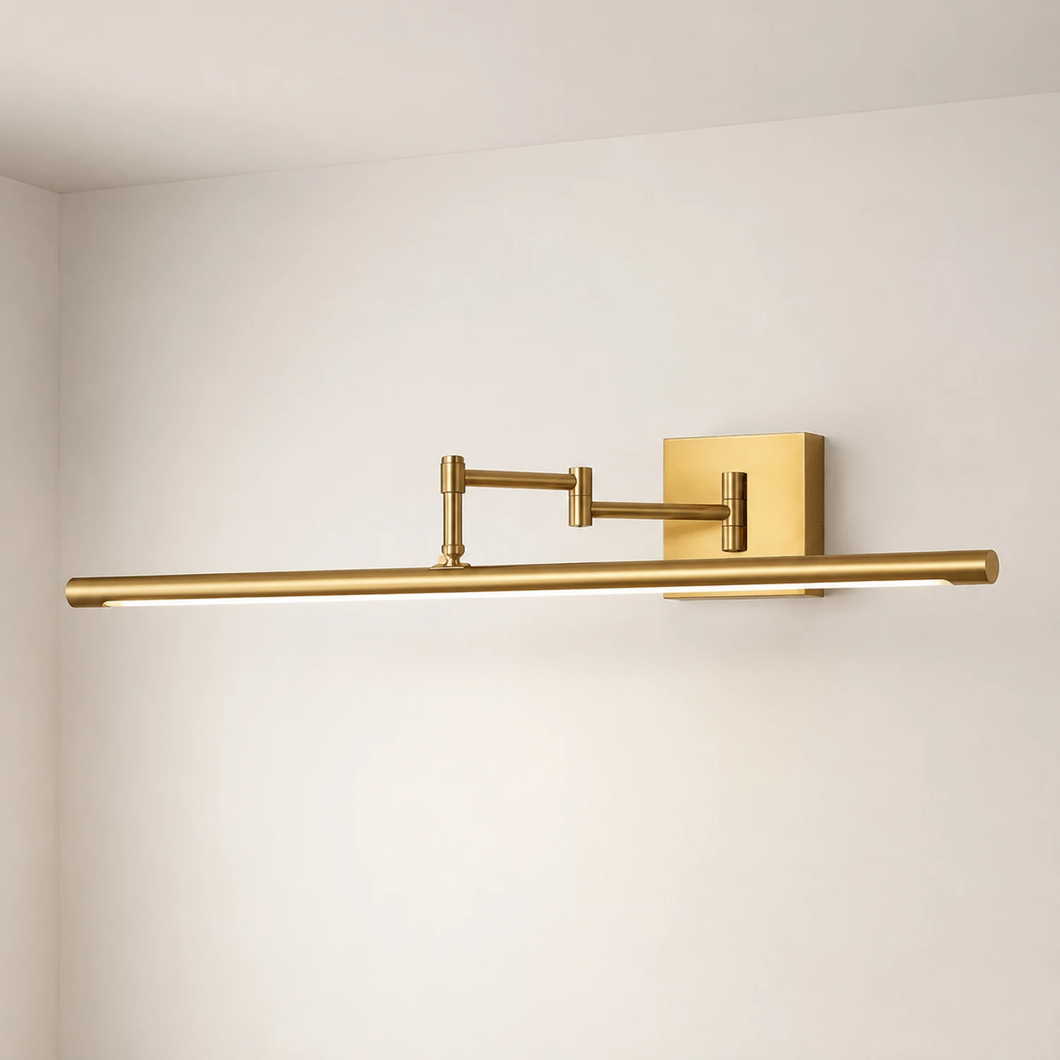 Edge Verstellbare Goldene Spiegelfront Waschtisch-Wandleuchte, Metall, 41/60/80CM Lang - Lumpaz
