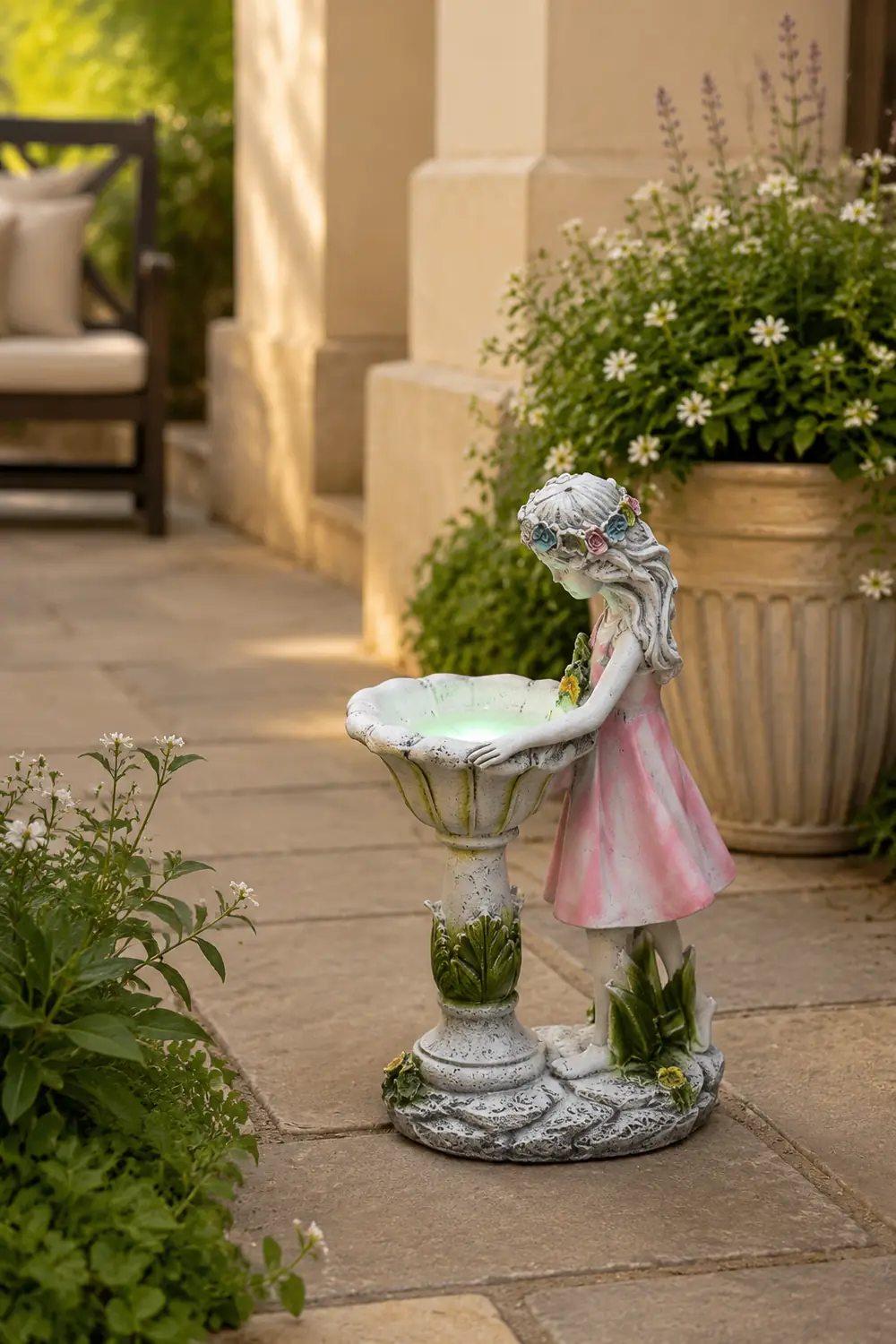 Minori Außenstehleuchte Feenmädchen Rosa Solarenergie, 28CM lang - Lumpaz