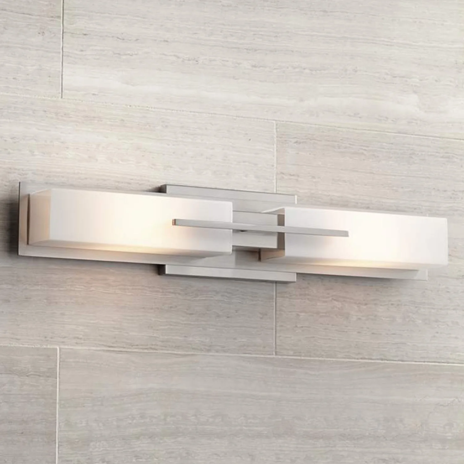 Leigh Spiegelfront Waschtisch-Wandleuchte, Nickel/Messing, 60CM Lang - Lumpaz