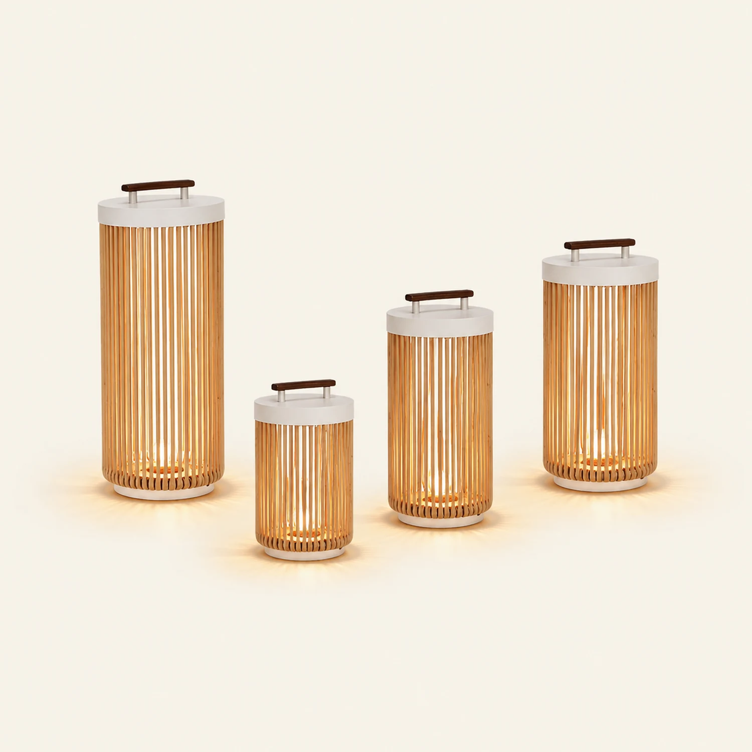 Ritta Außenstehleuchte Zeitgenössisch, Solar, Metall & Rattan, 35/60/100 CM - Lumpaz